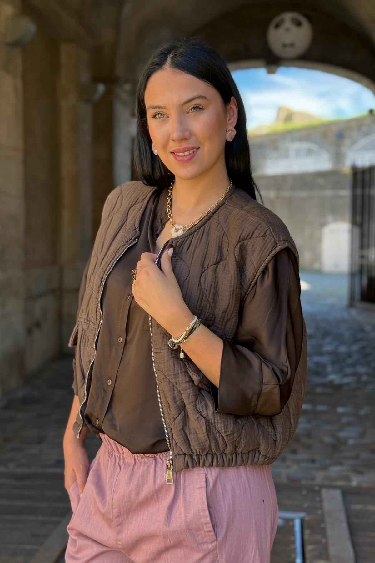 veste matelassée zipée chocolat johanna 80792 (2)
