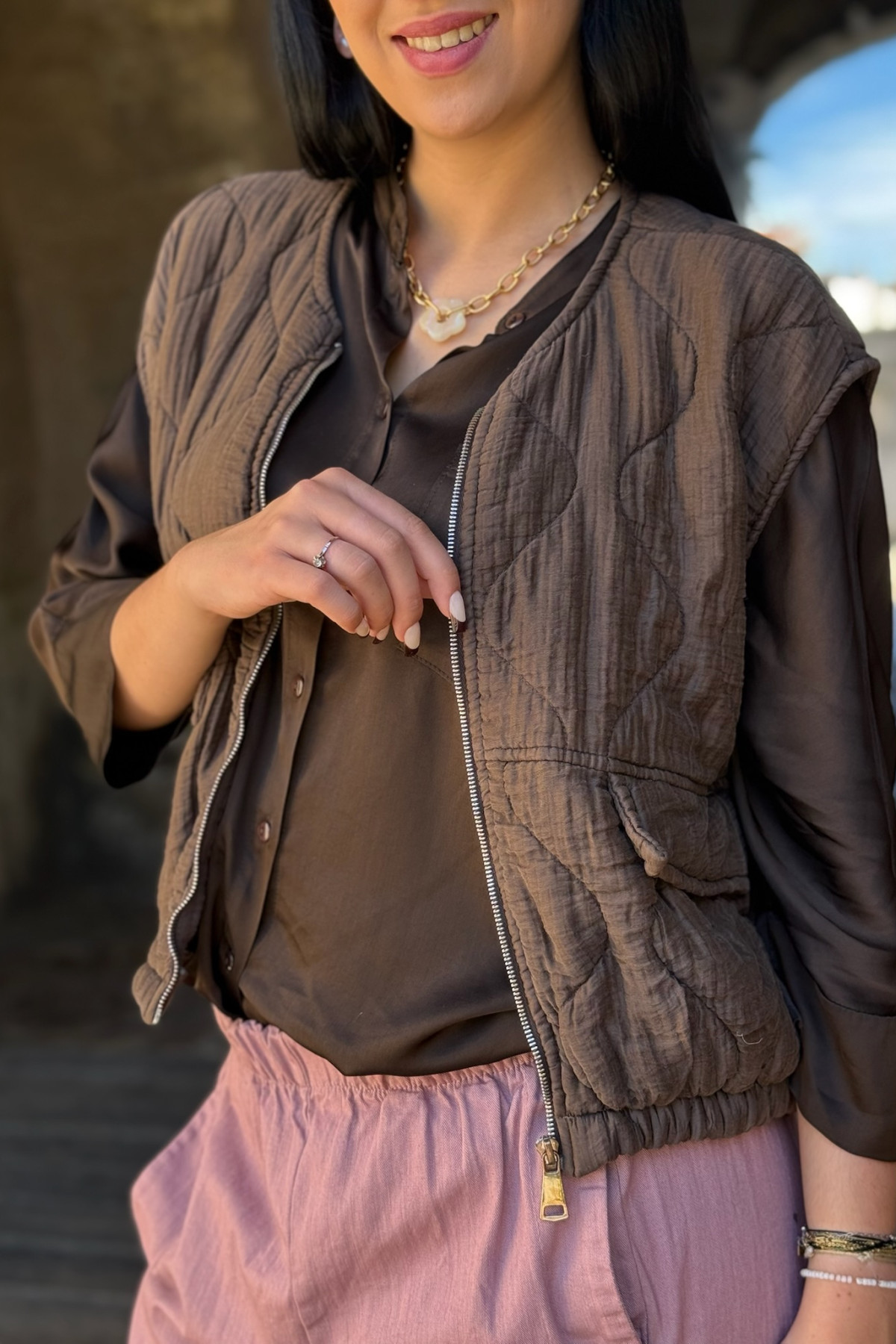 veste matelassée zipée chocolat johanna 80792 (3)