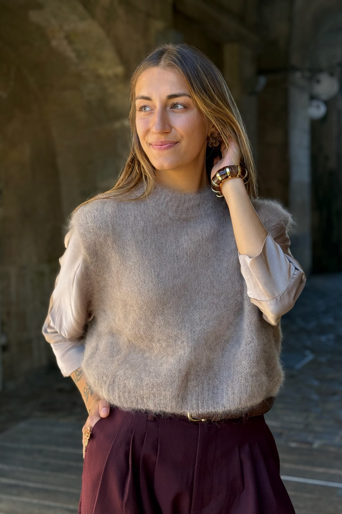 pull sans manches en mohair intuition taupe (2)