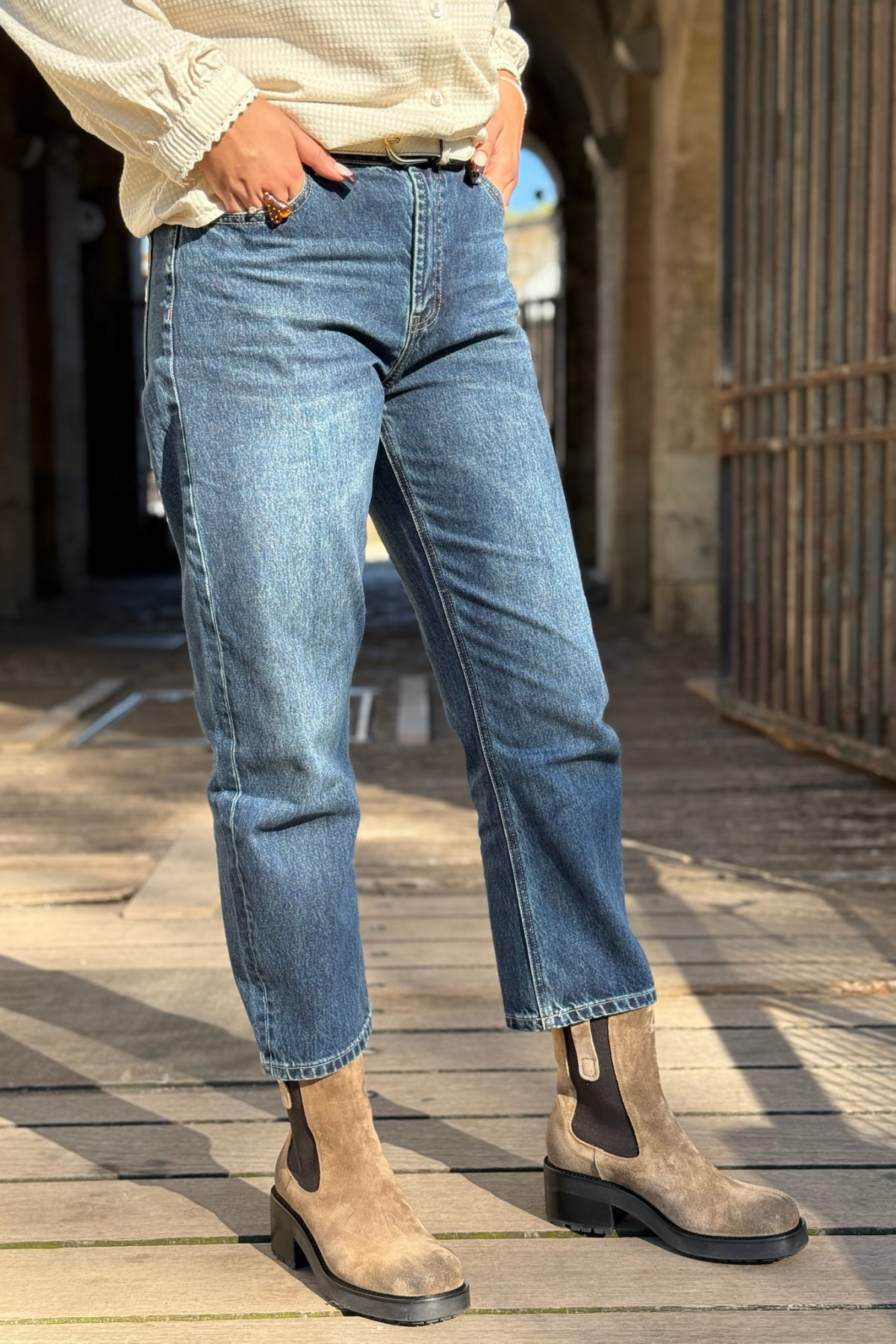 pantalon barrell oraije bleu coupe ballon  (2)
