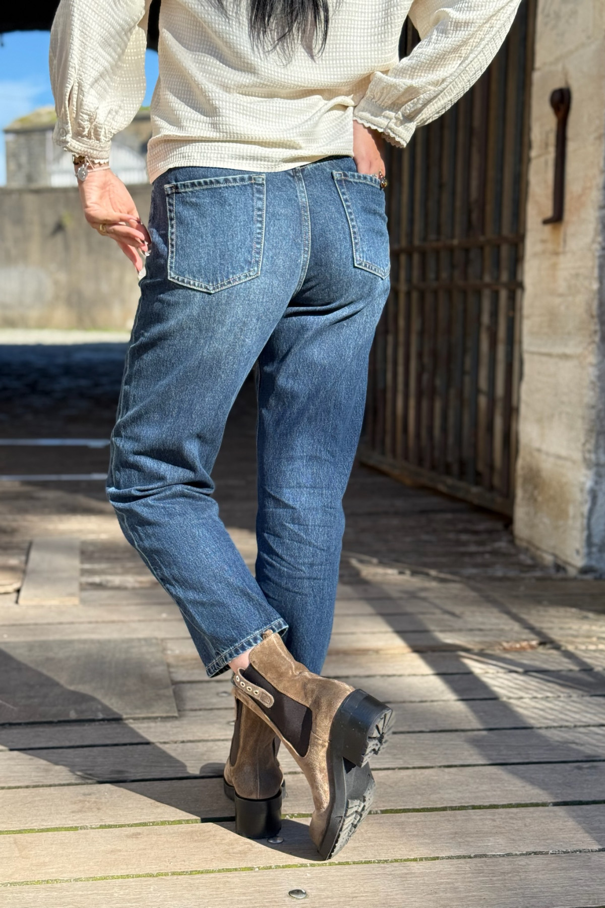 pantalon barrell oraije bleu coupe ballon  (4)