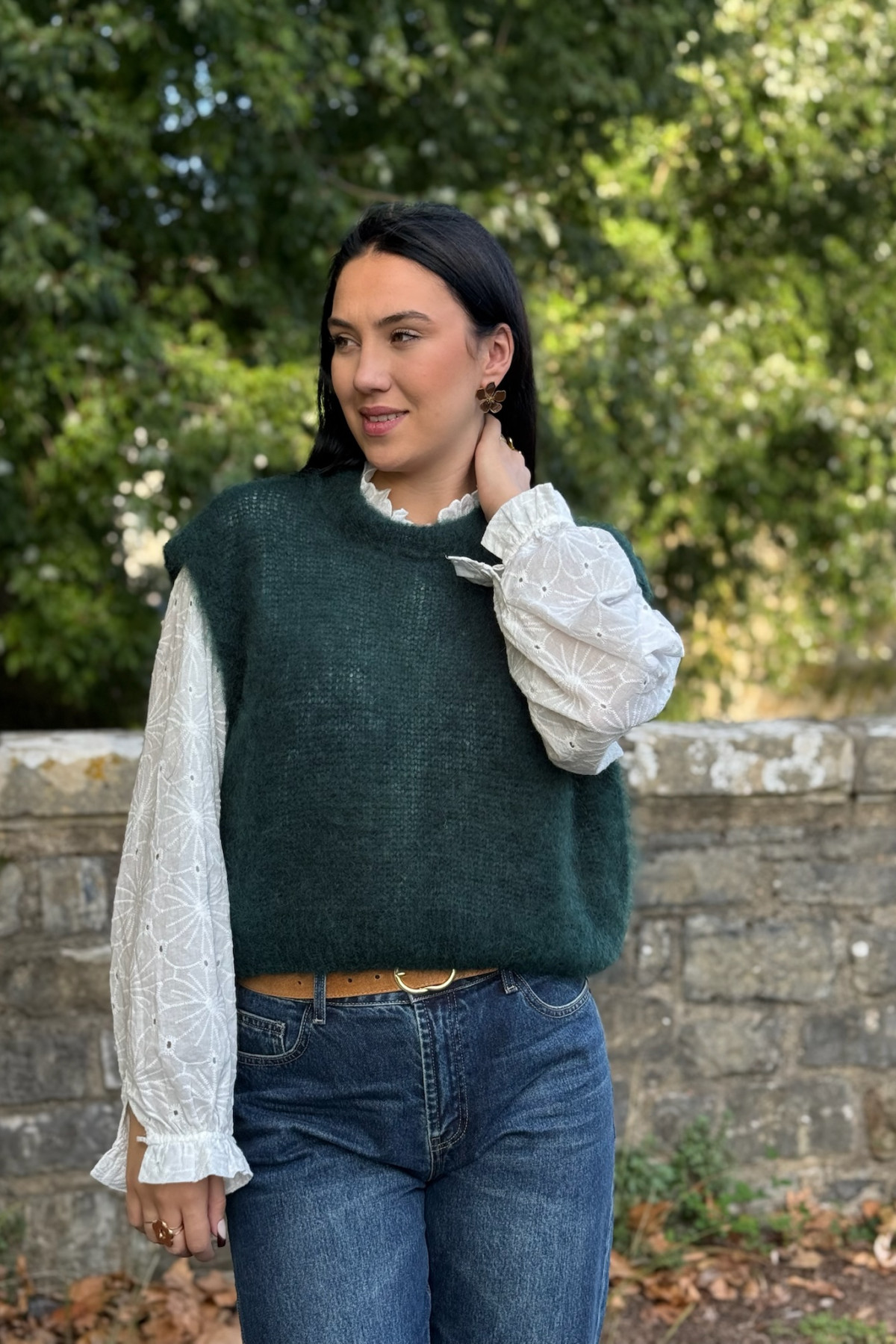 pull sans manches mohair vert sapin 210 (1)