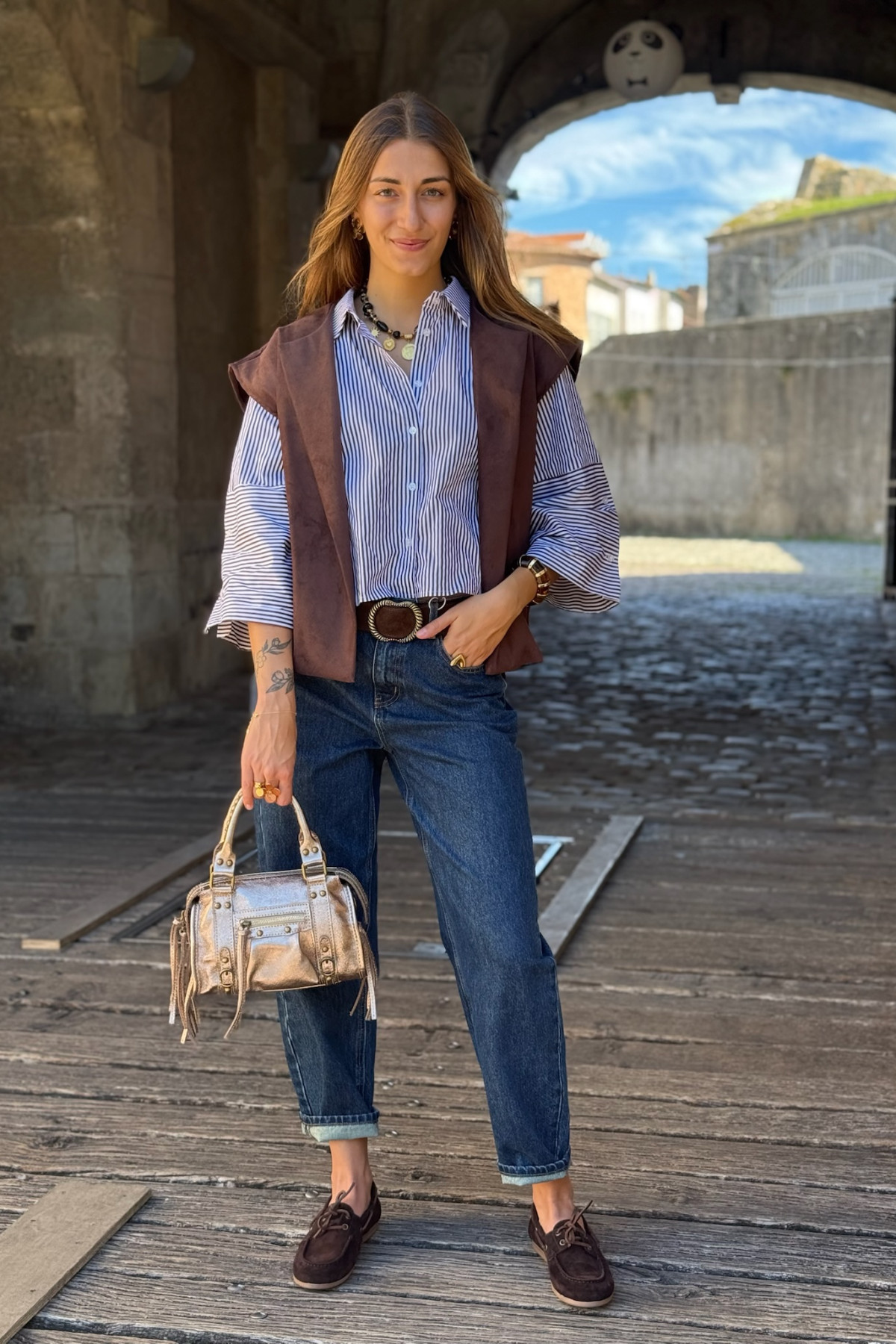 Sac à main en cuir métallisé doré vieilli chummy (2)