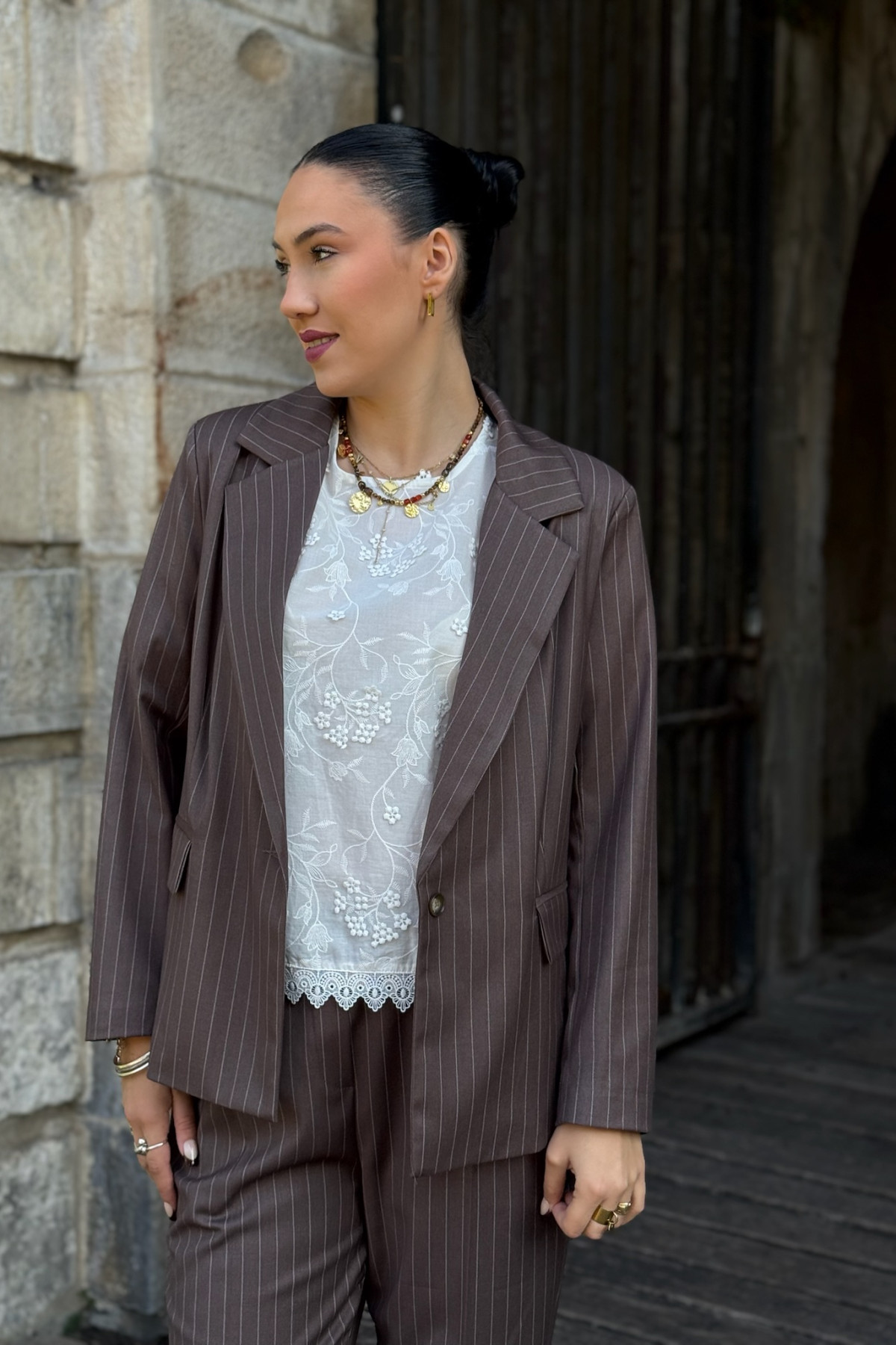 veste blazer pako litto marron a rayure ample city striped 3964 (1)