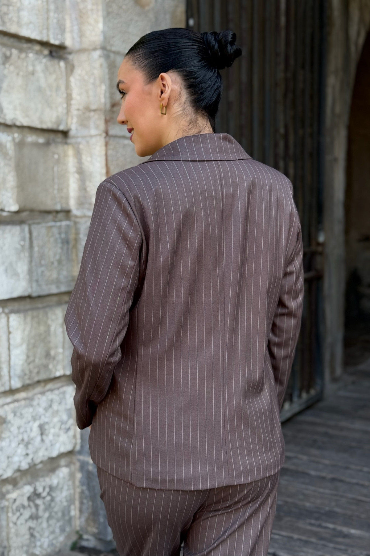 veste blazer pako litto marron a rayure ample city striped 3964 (4)