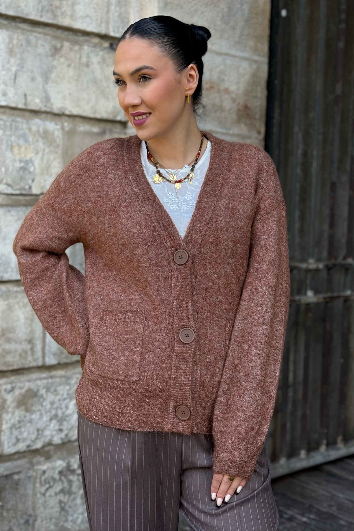 gilet cream blues cardigan 10614347 marron glacé (3)