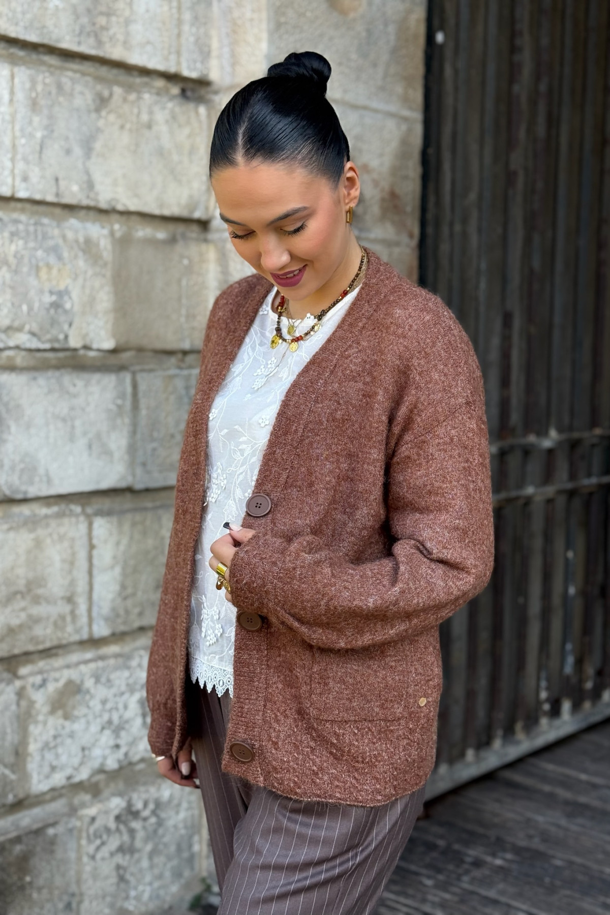 gilet cream blues cardigan 10614347 marron glacé (4)