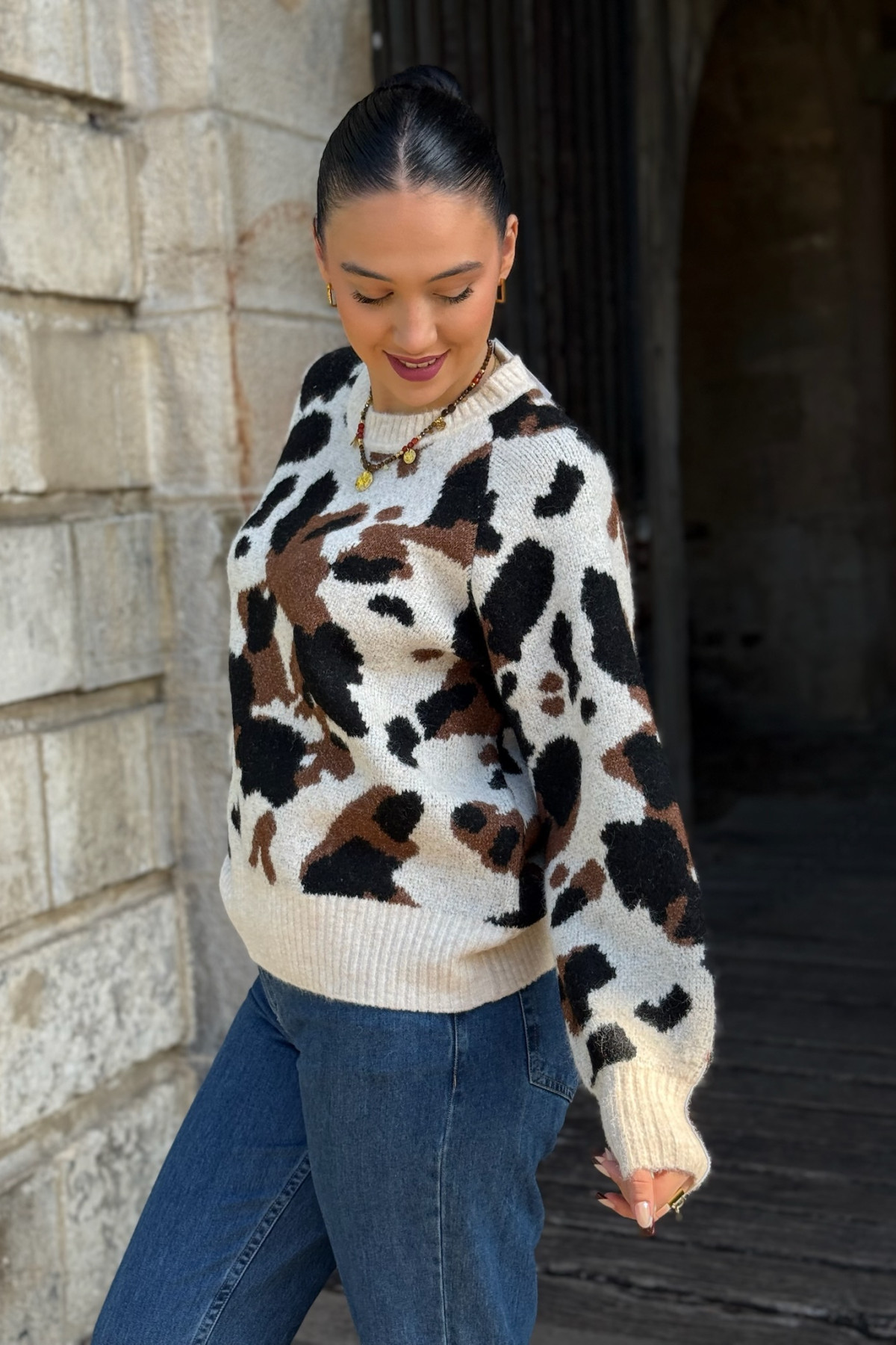 pull b young imprimé vache omea cow jumper 8177 (2)