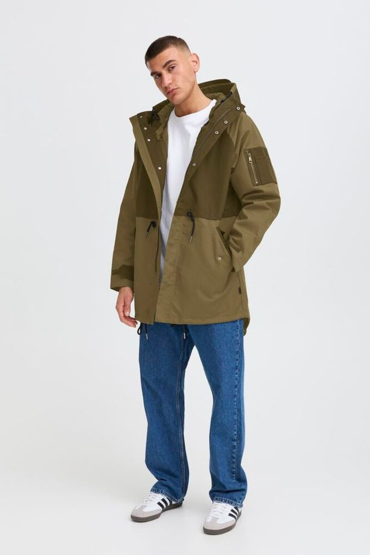 solid veste parka imperméable rayne vert kaki (2)