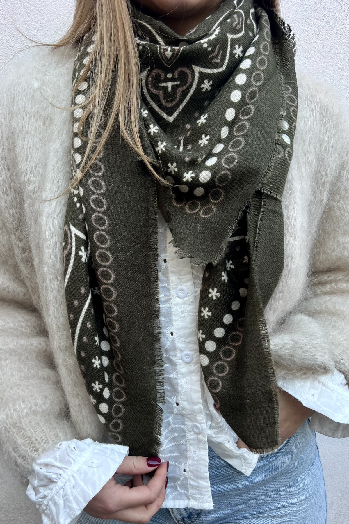 echarpe bandana kaki 46735 (2)