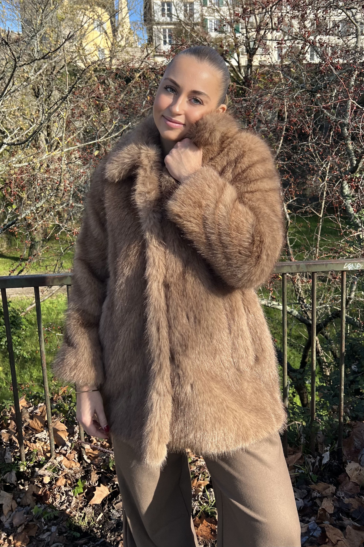 fourrure manteau b young caramel 6970 (2)