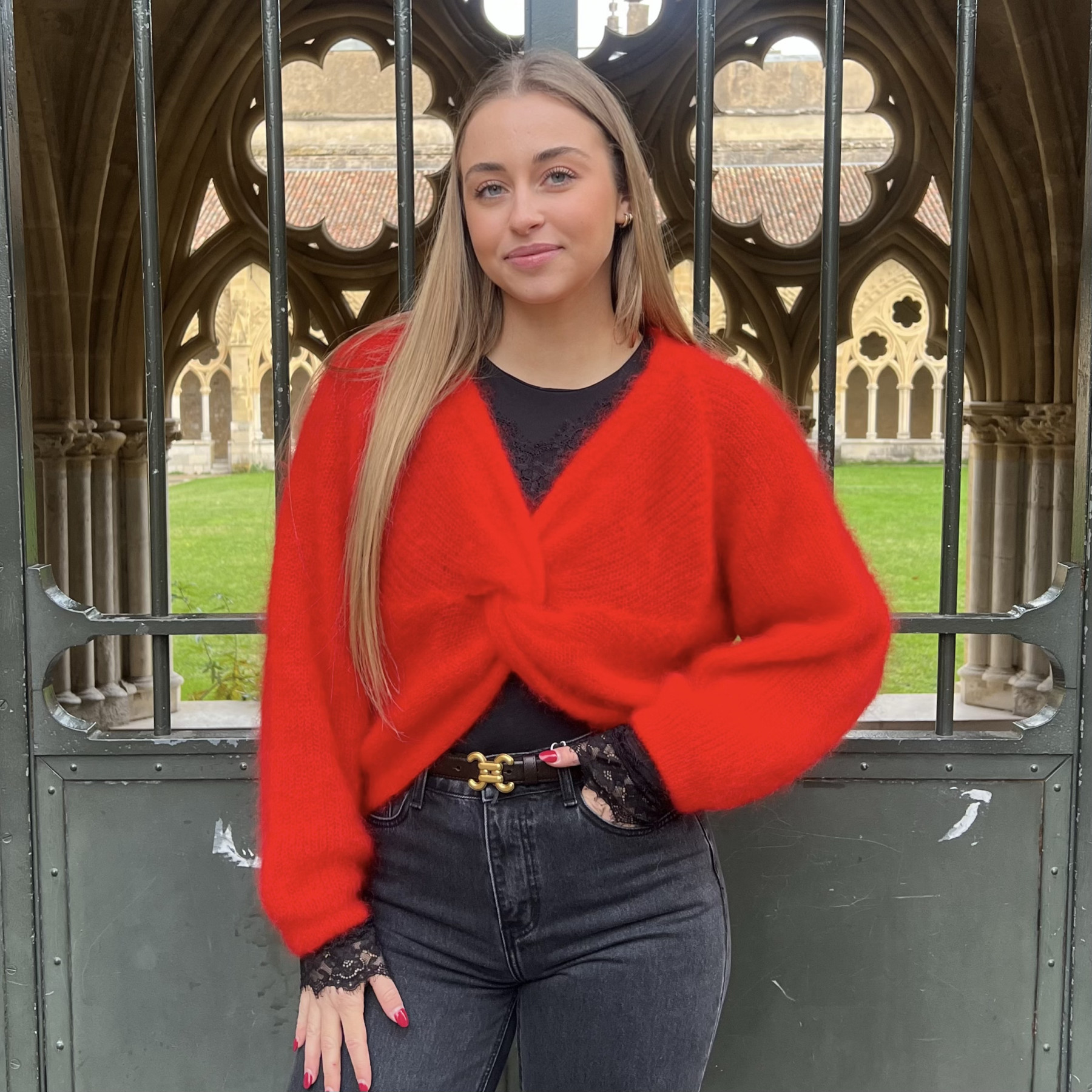 pull mohair détail noeud chummy rouge (1)