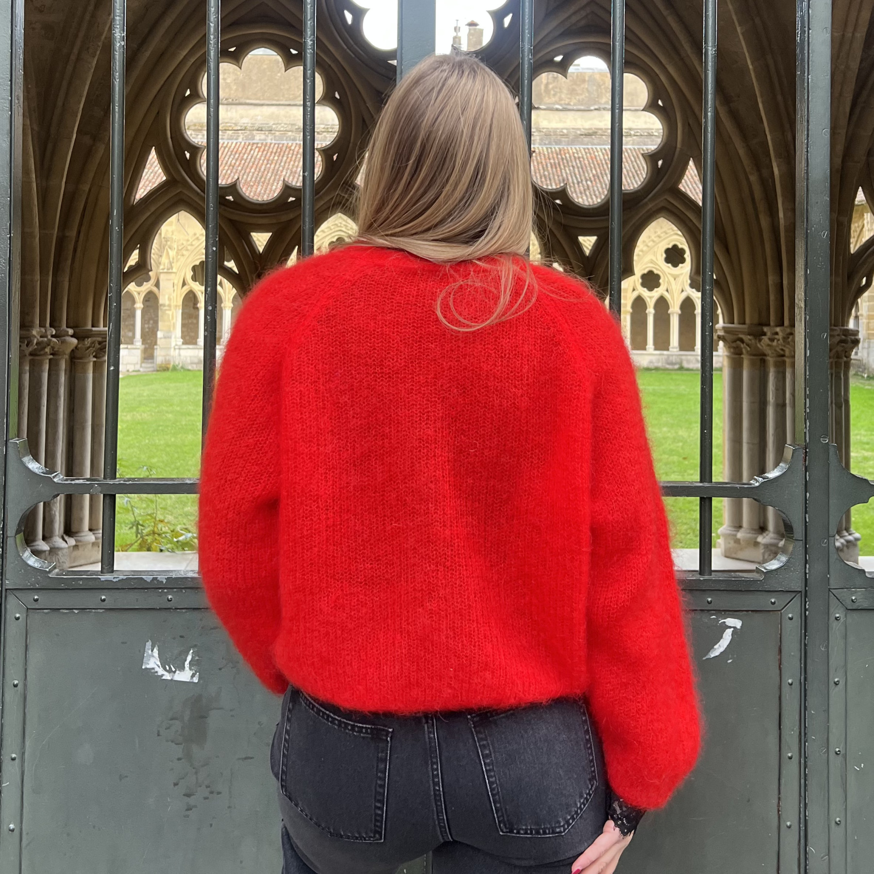 pull mohair détail noeud chummy rouge (3)
