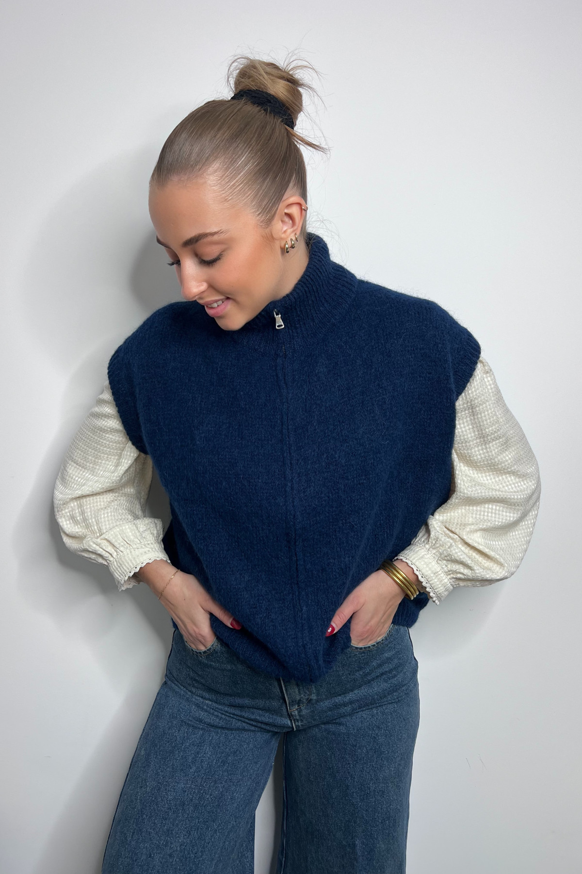 pull sans manches intuition bleu marine profond 672507 (2)