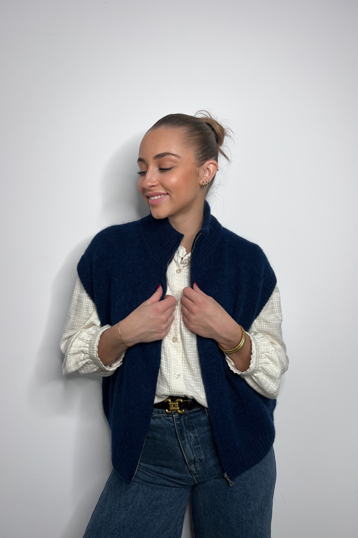 pull sans manches intuition bleu marine profond 672507 (5)