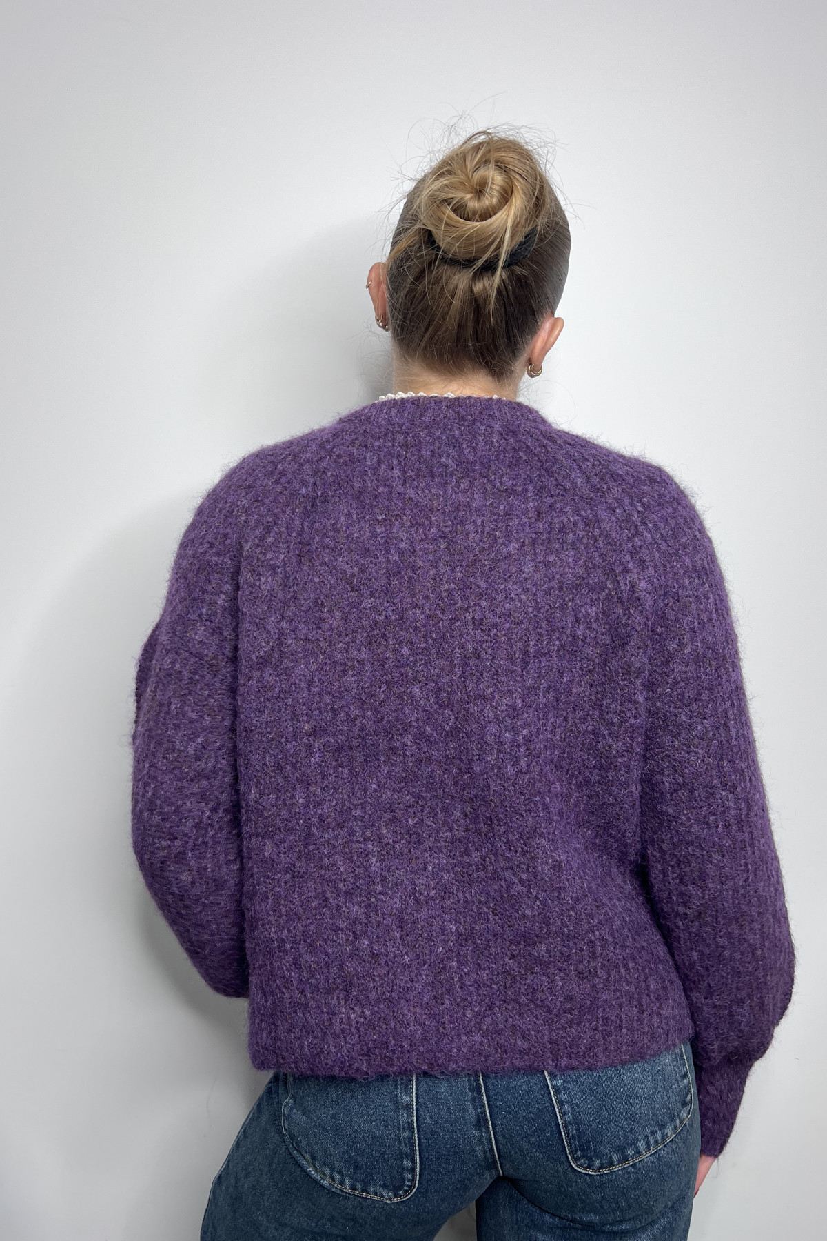 Gilet  chummy en maille douce et duveteuse violet SK28745 (4)