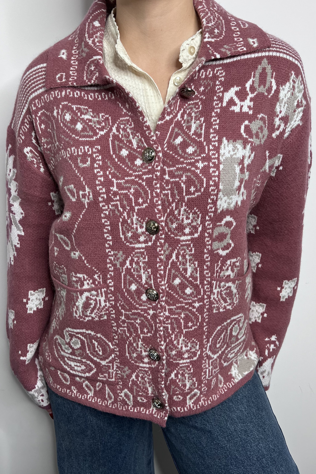 b young gilet en maille épaisse vieux rose BYXMAYLIS CARDIGAN 20819047 (5)