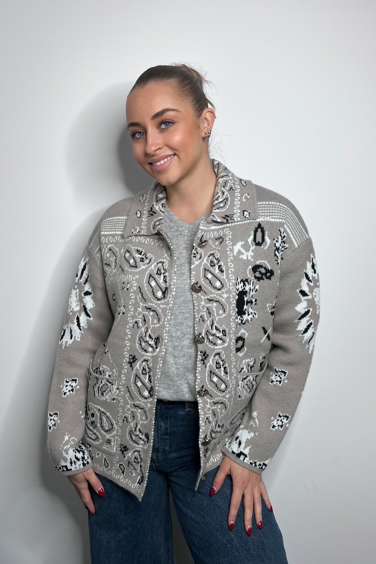 b young gilet en maille épaisse vieux rose BYXMAYLIS CARDIGAN 20819047 (1)