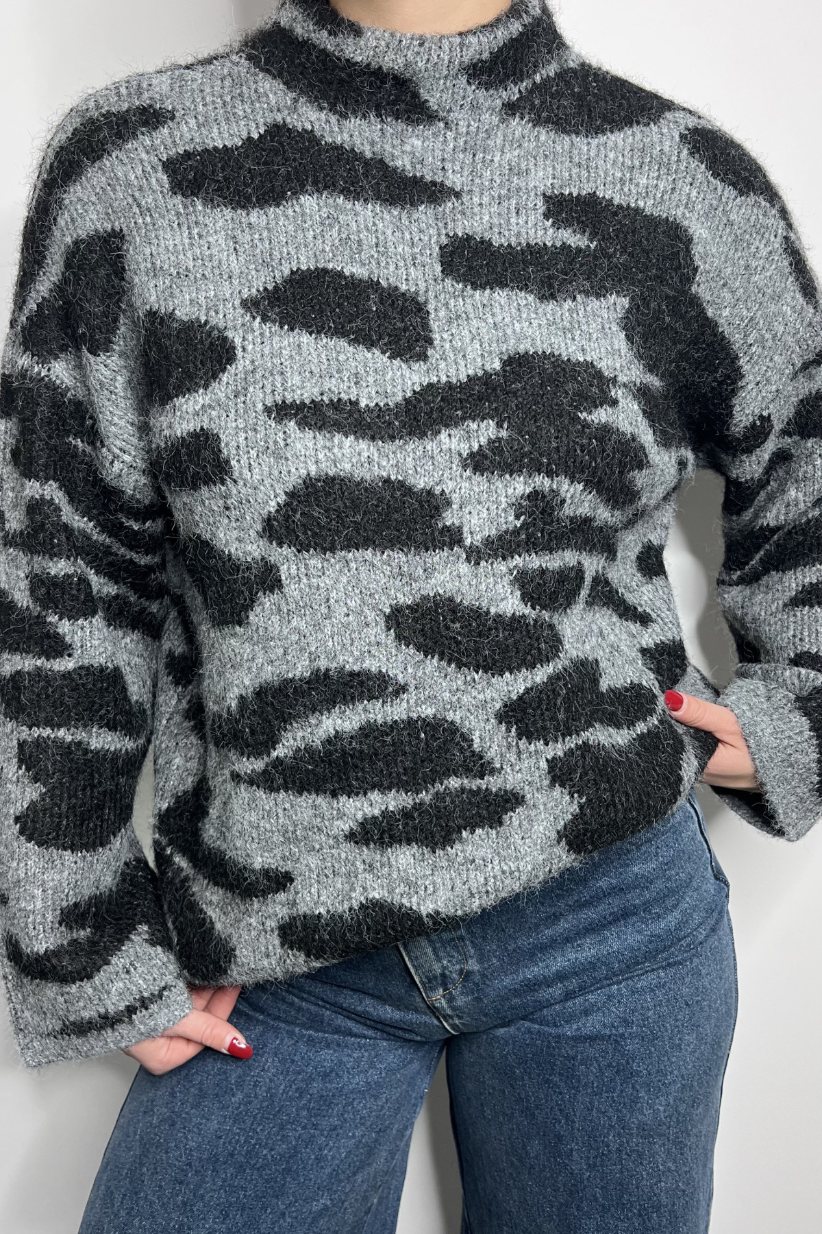 cream pull noir et gris a motif ELMAS 10614246 (4)