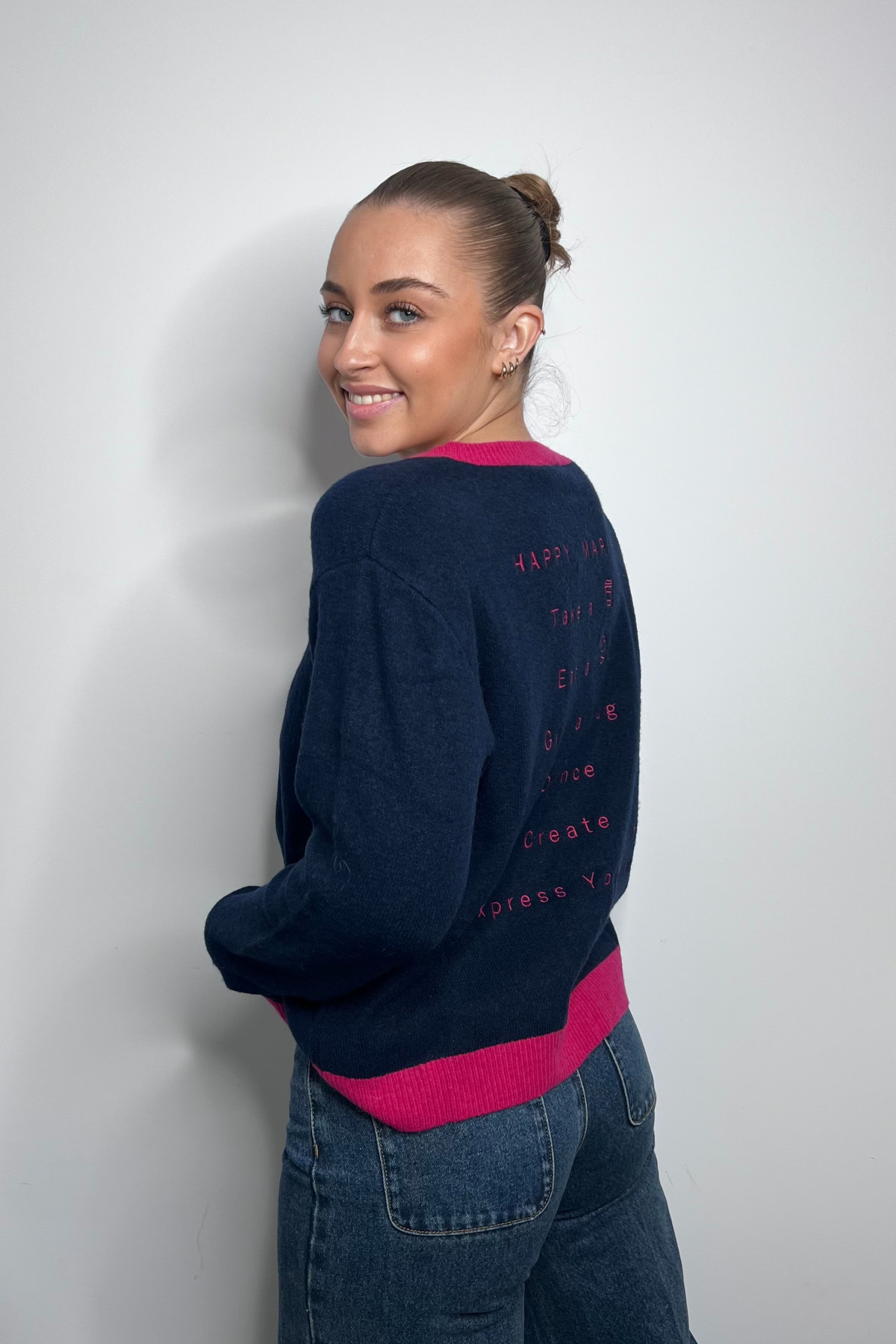 ICHI pull Luna rose et bleu nuit 20123941 (2)