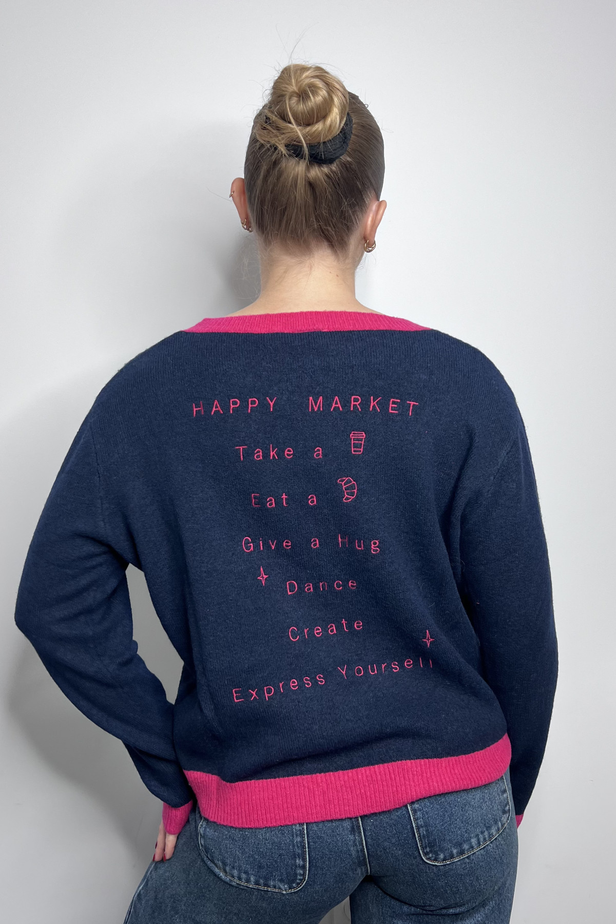 ICHI pull Luna rose et bleu nuit 20123941 (3)