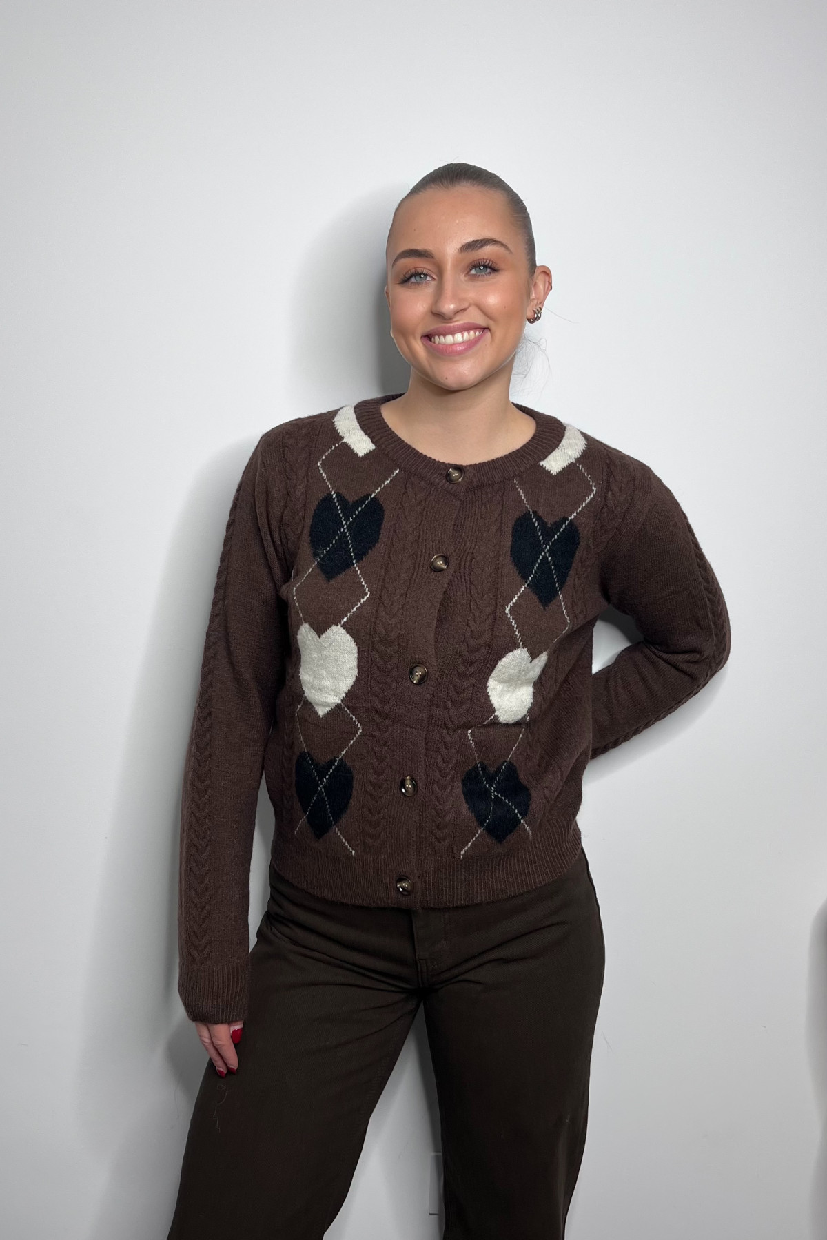 gilet marron chummy motifs coeur YU710 (1)