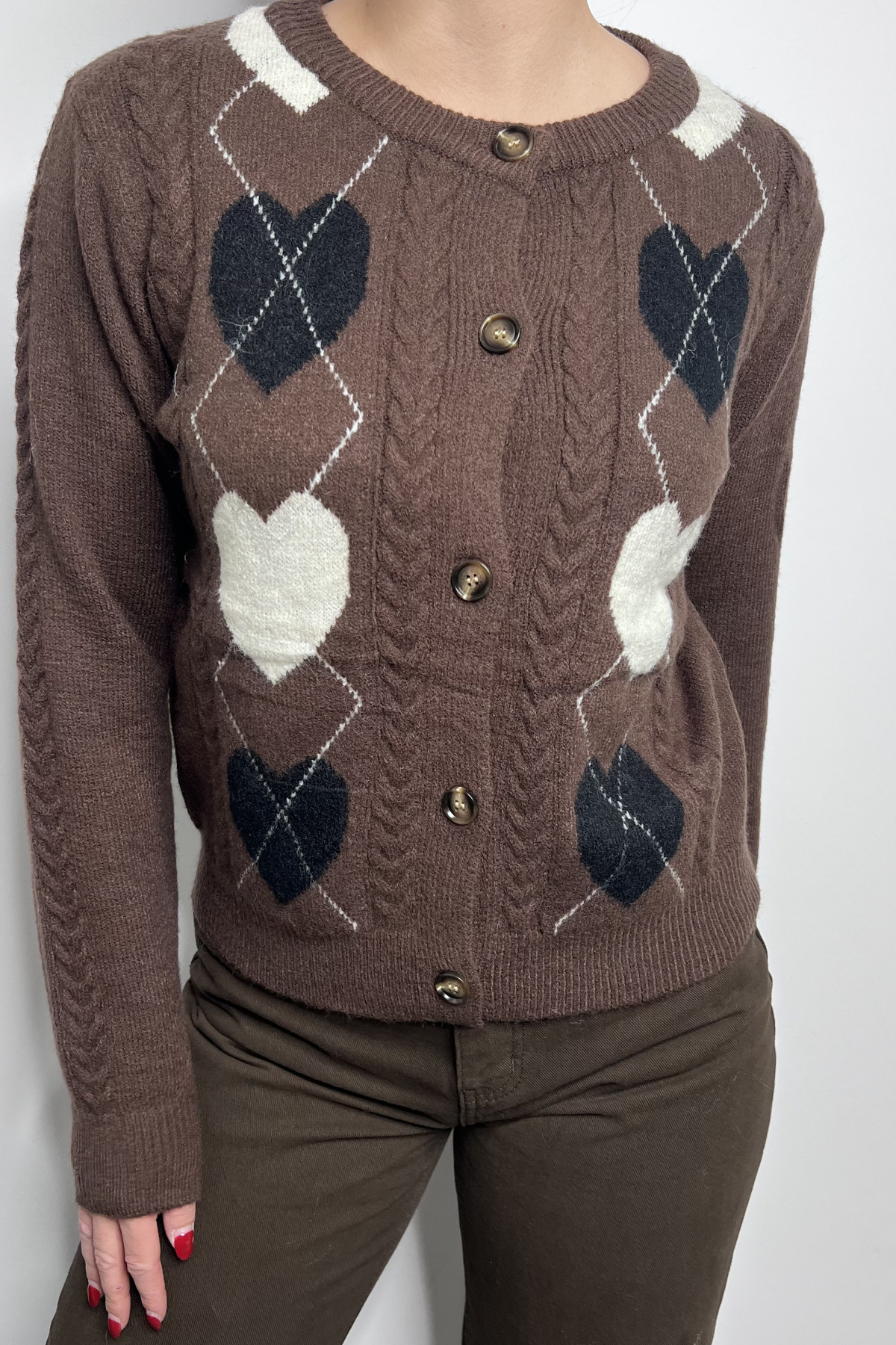 gilet marron chummy motifs coeur YU710 (3)
