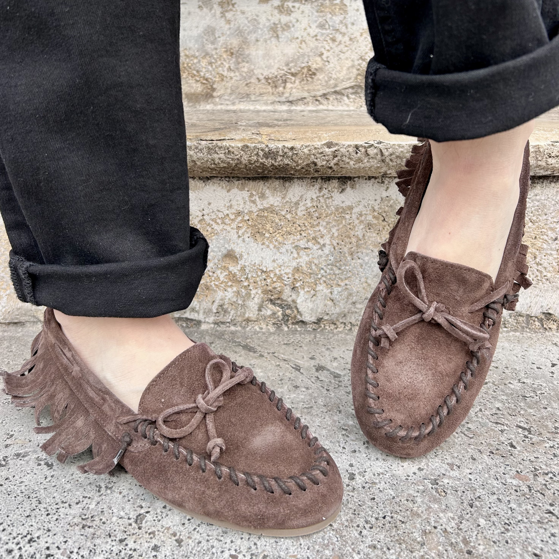 semerdjian mocassins moghomy à franges chocolat (2)