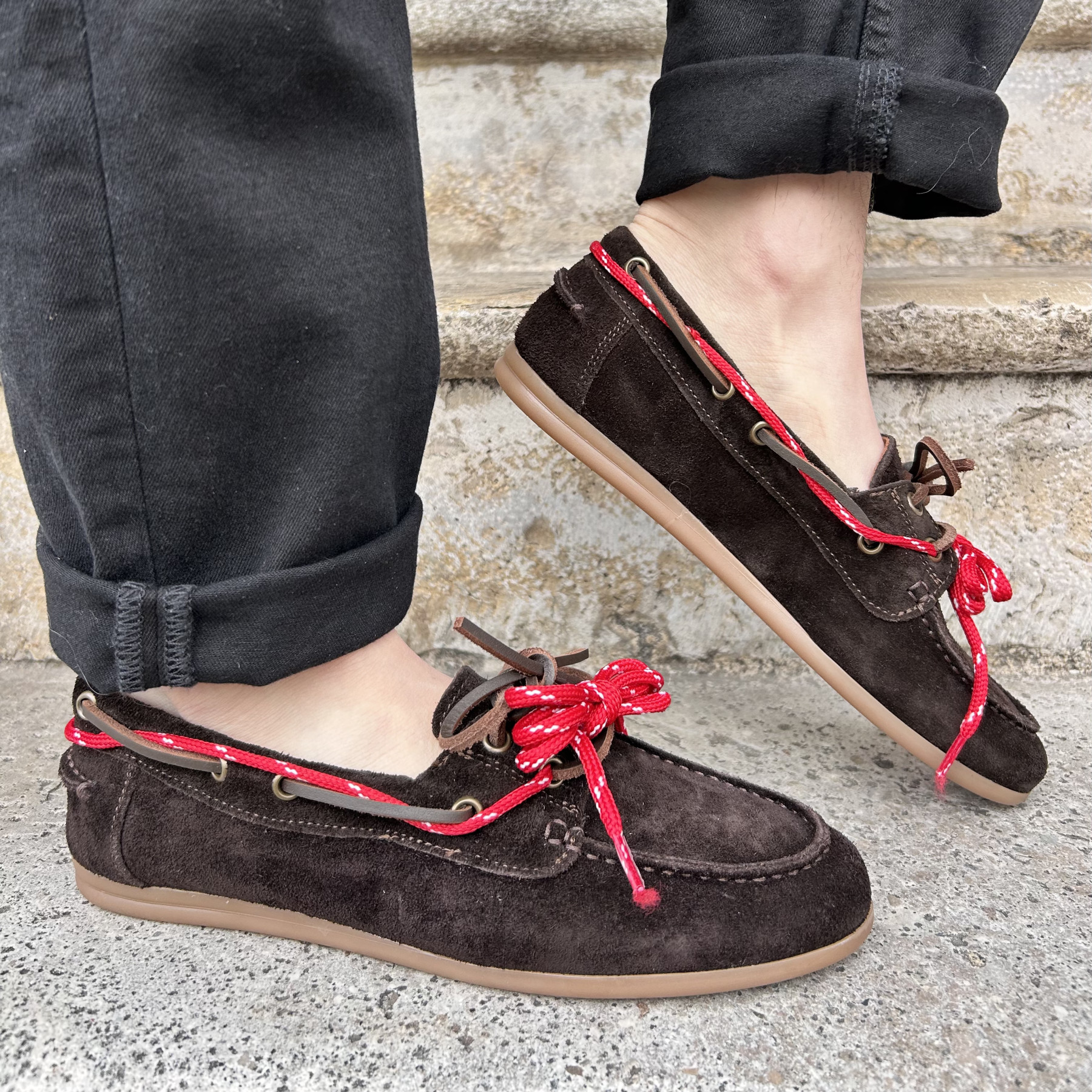 semerdjian mocassins marrons à gros lacets rouges napoli moro (1)