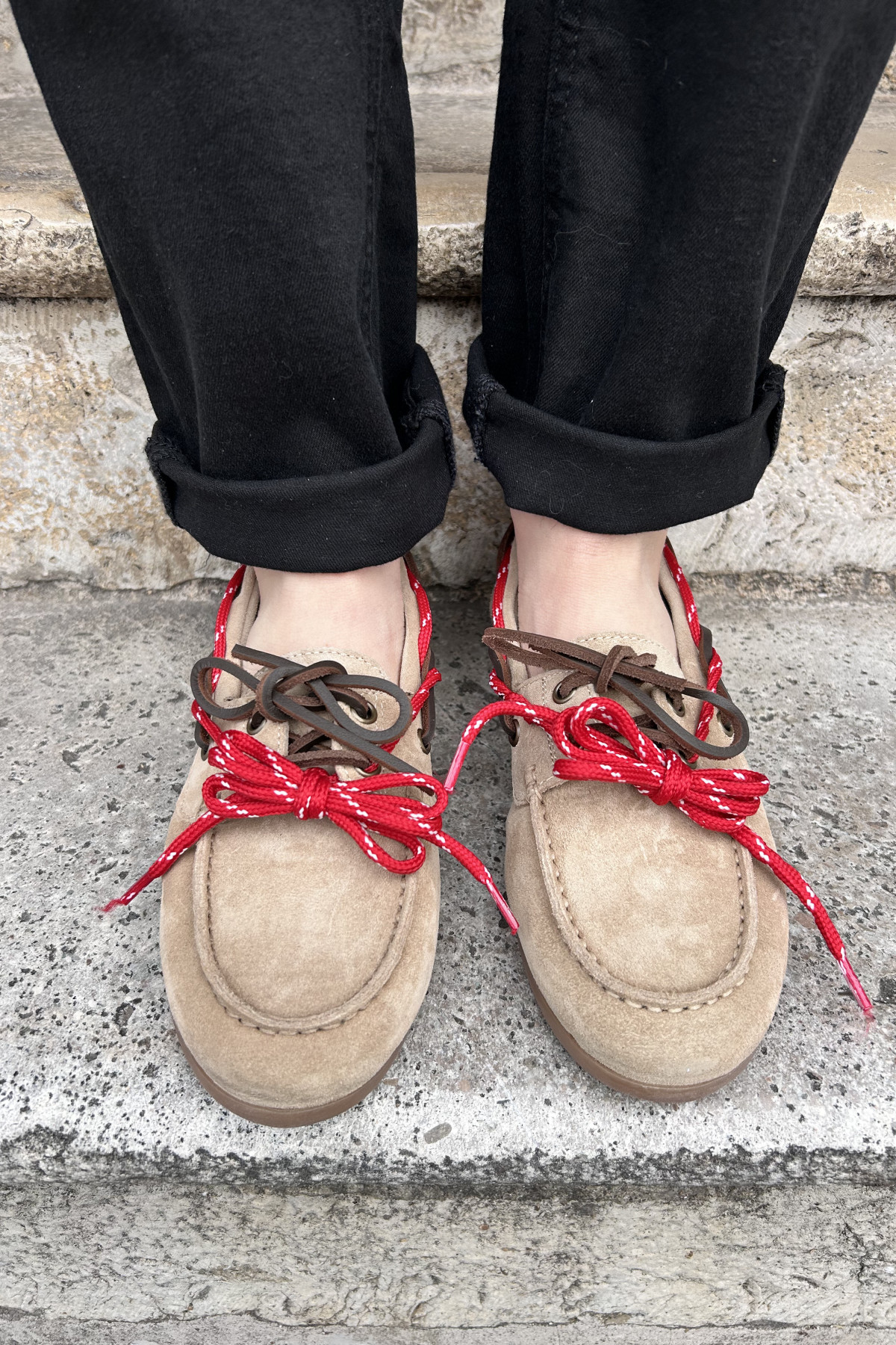 semerdjian mocassins beige à gros lacets marrons (4)