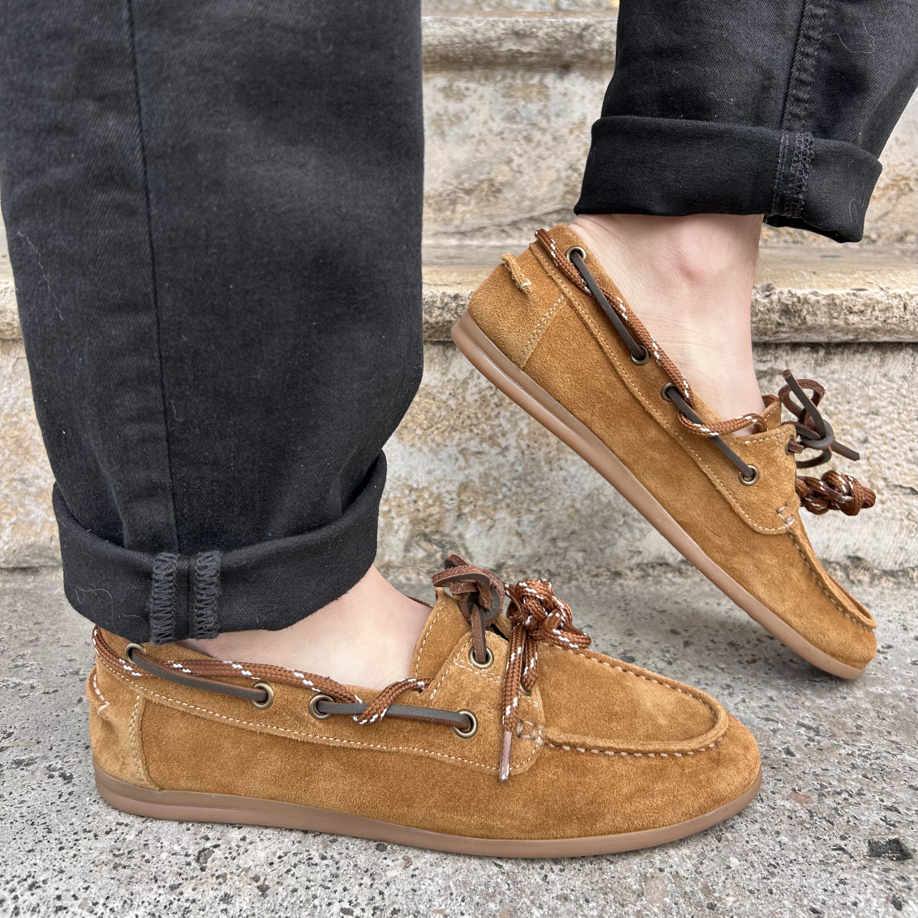 mocassins semerdjian camel à gros lacets marrons (1)