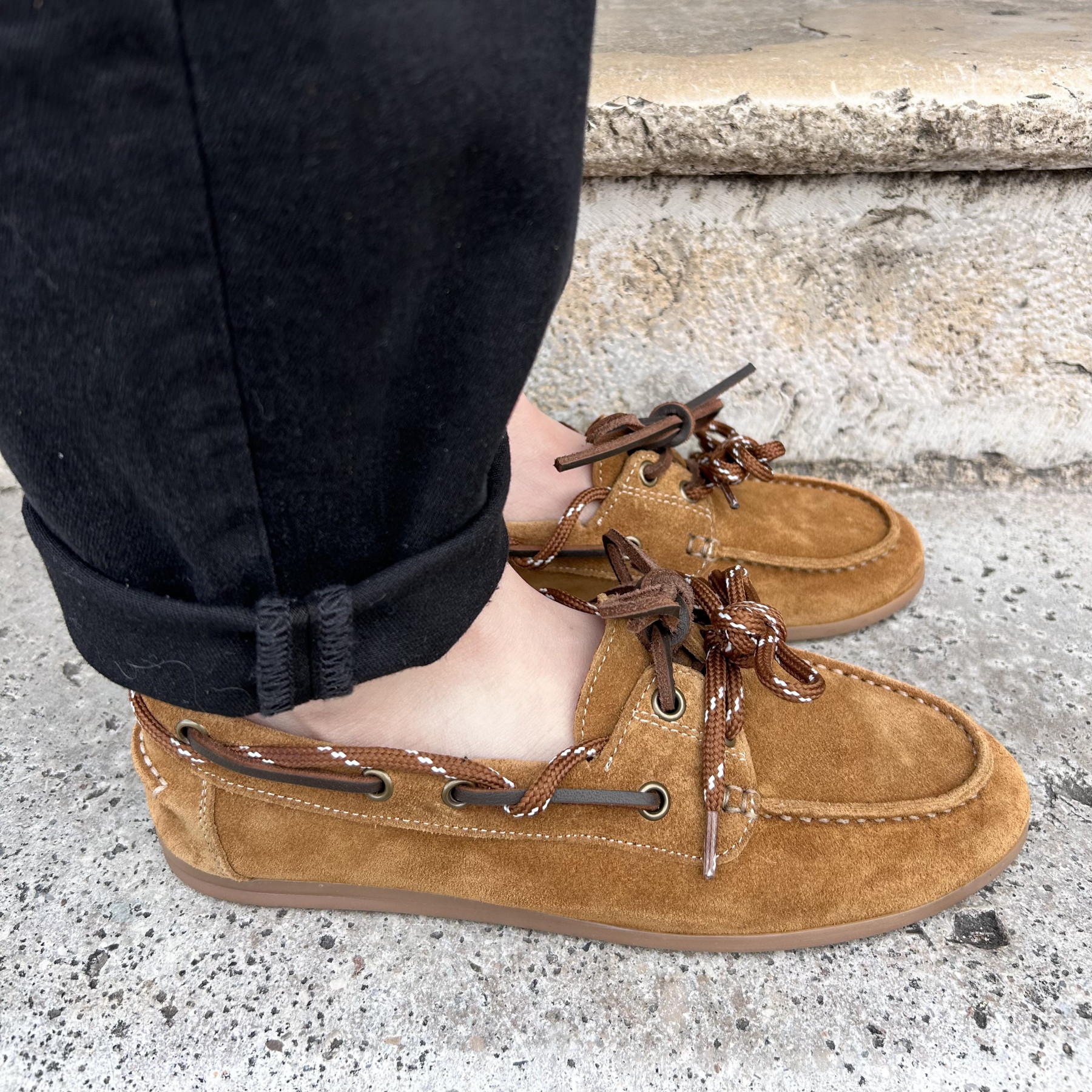 mocassins semerdjian camel à gros lacets marrons (4)