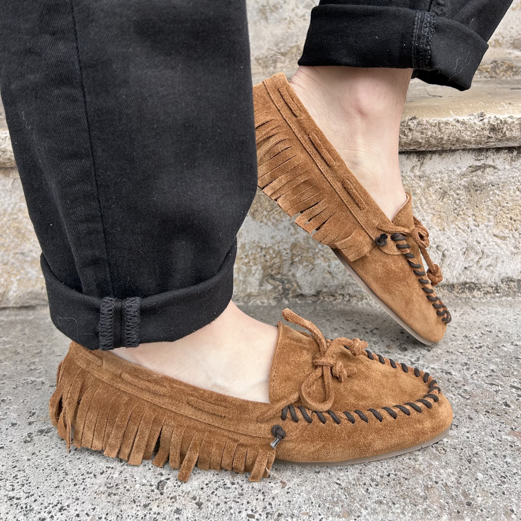 semerdjian mocassins à franges camel havana (1)