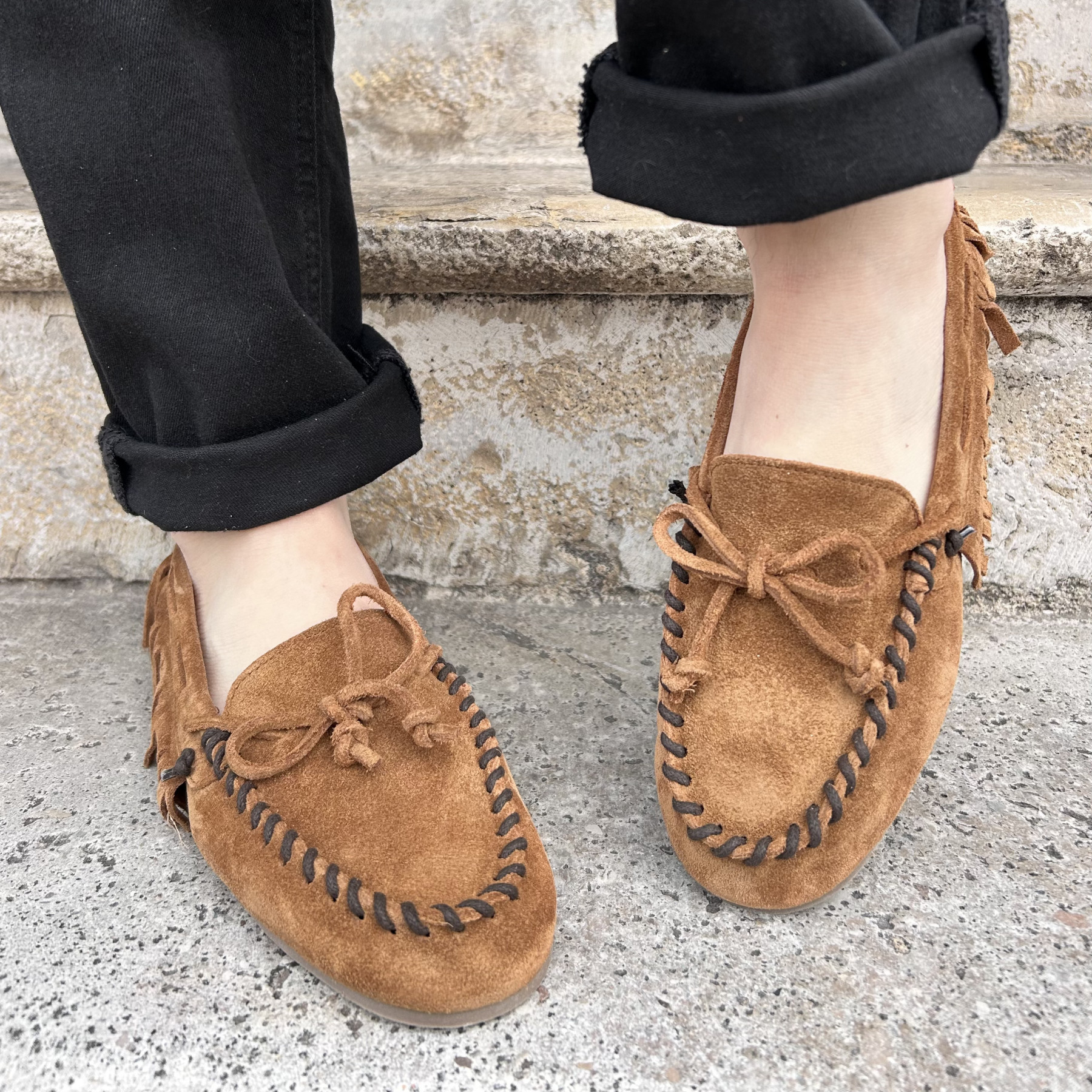 semerdjian mocassins à franges camel havana (2)