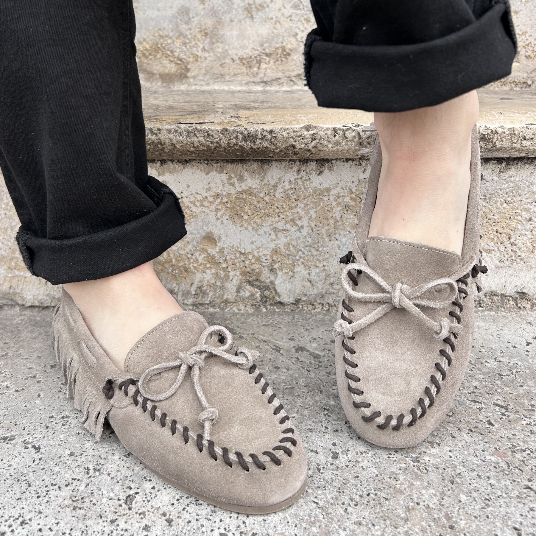 semerdjian mocassins mud à franges taupe (3)