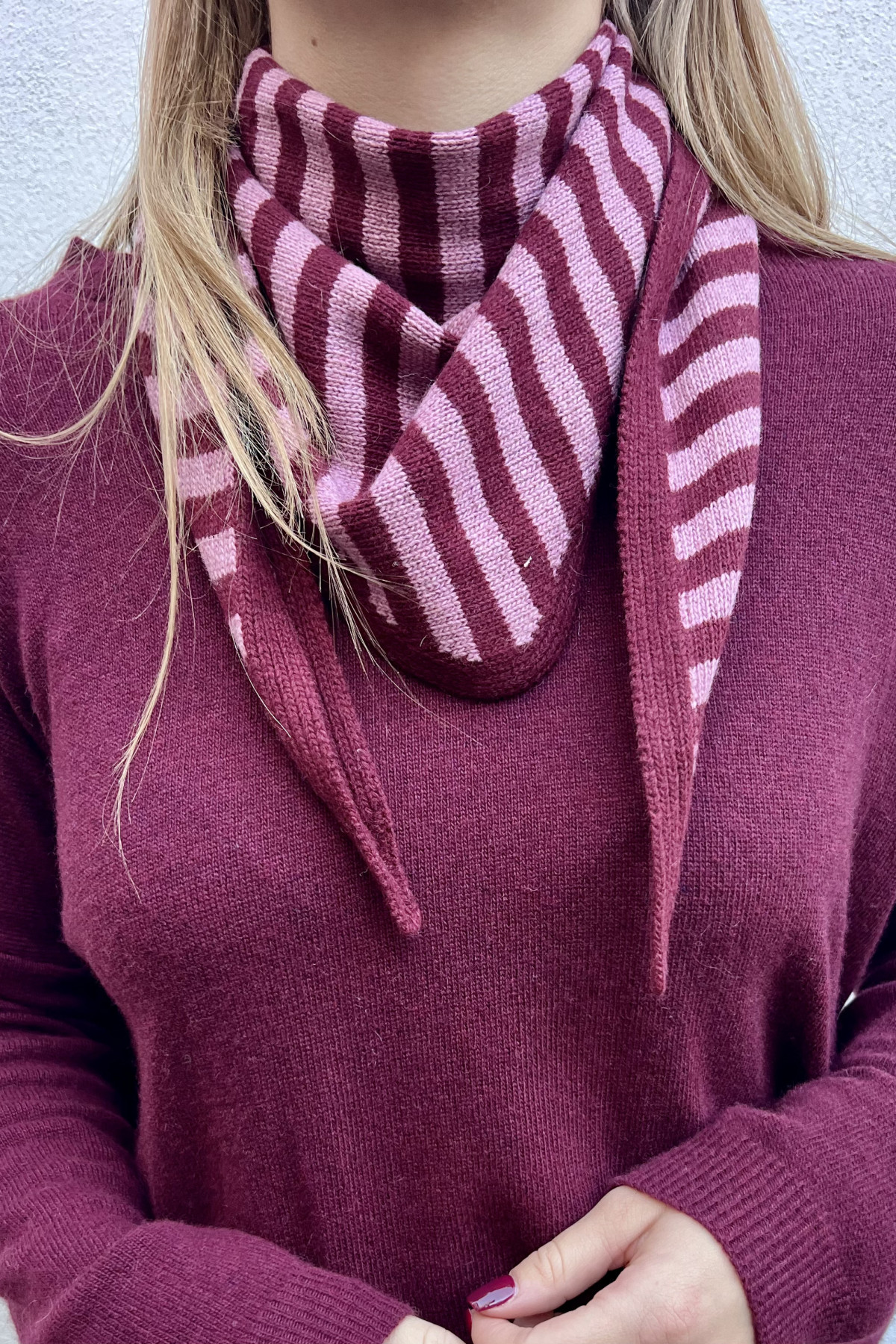 chummy foulard à rayures bordeaux et rose intuition 004 (2)