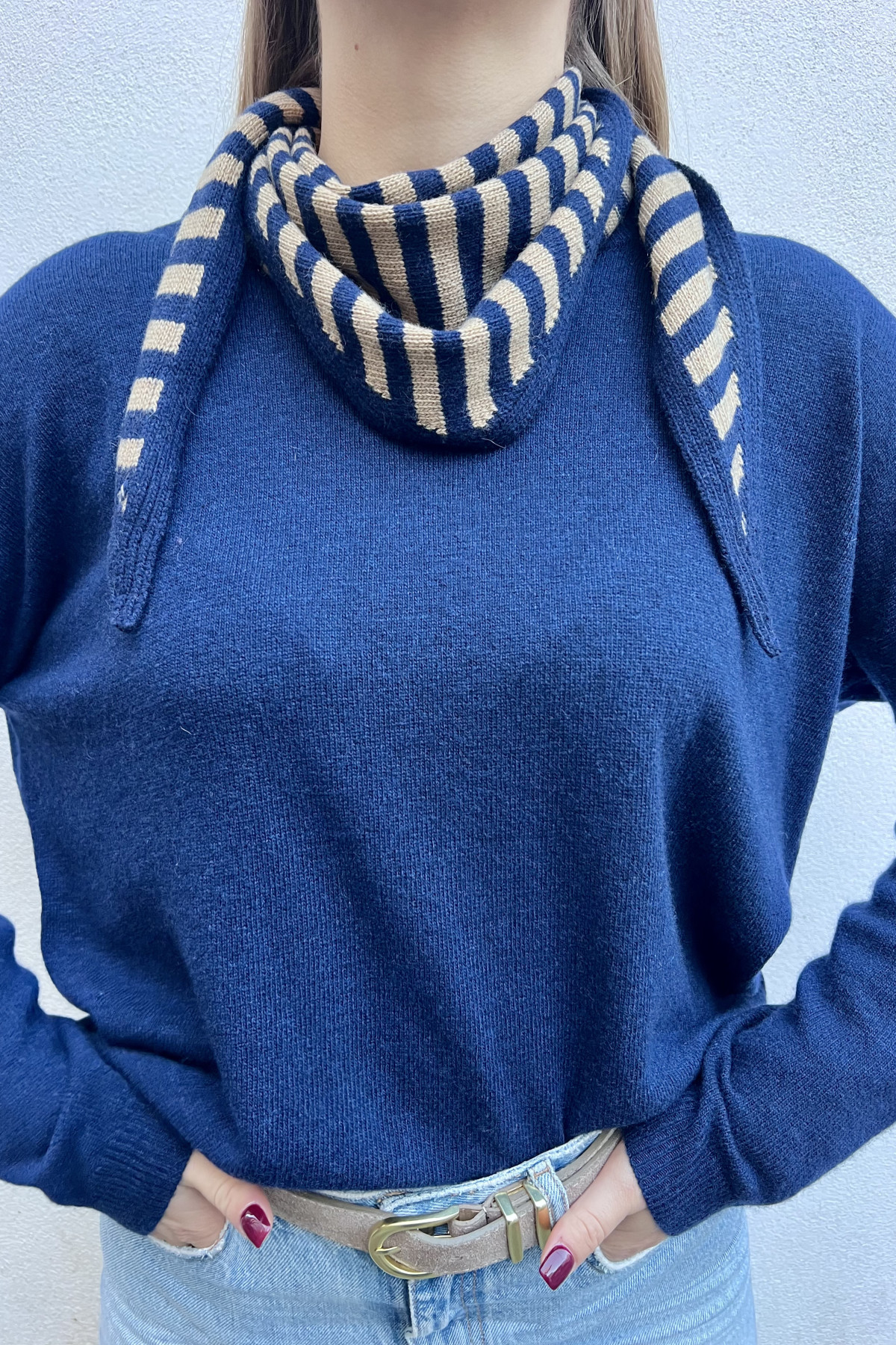 chummy foulard à rayures bleu et beige intuition 004 (2)