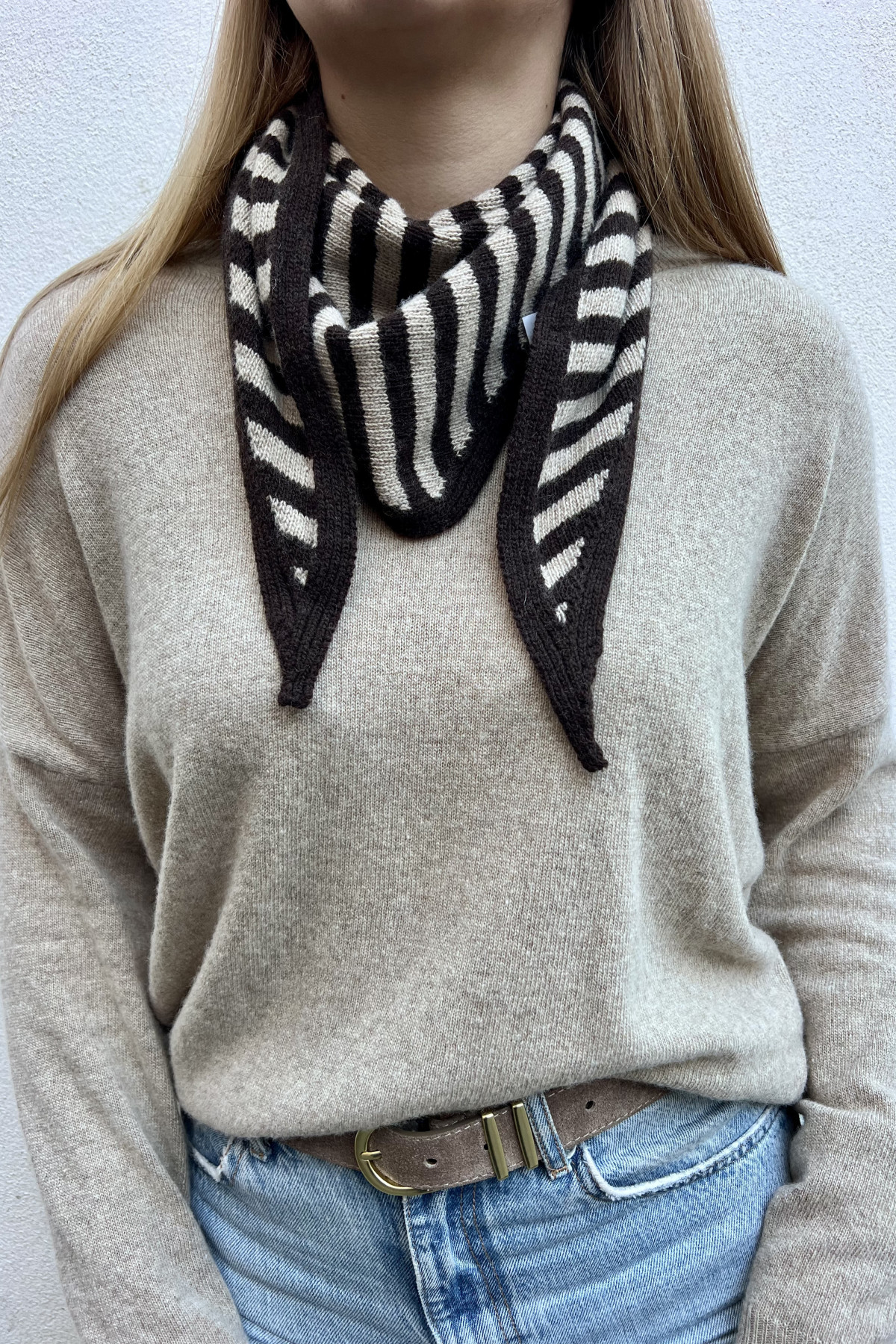chummy foulard à rayures chocolat et beige intuition 004 (2)