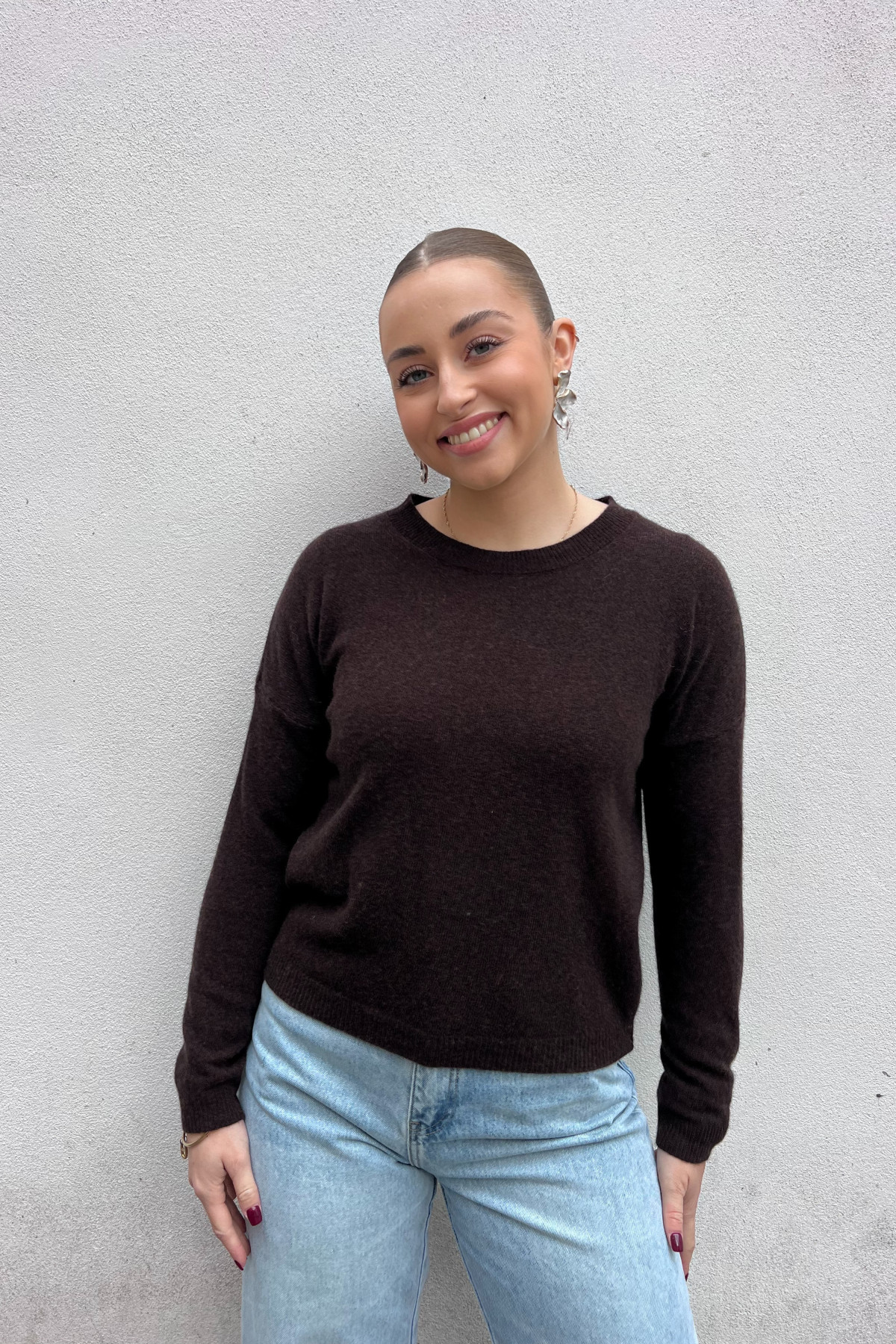 chummy pull fin en cachemire marron chocolat (1)