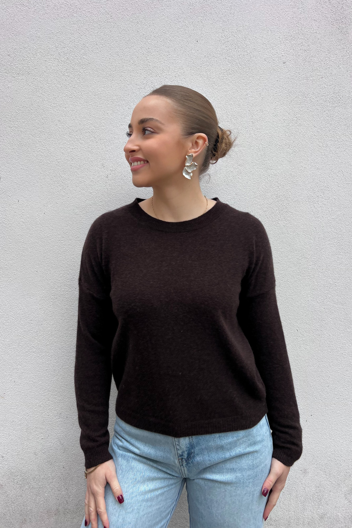 chummy pull fin en cachemire marron chocolat (2)