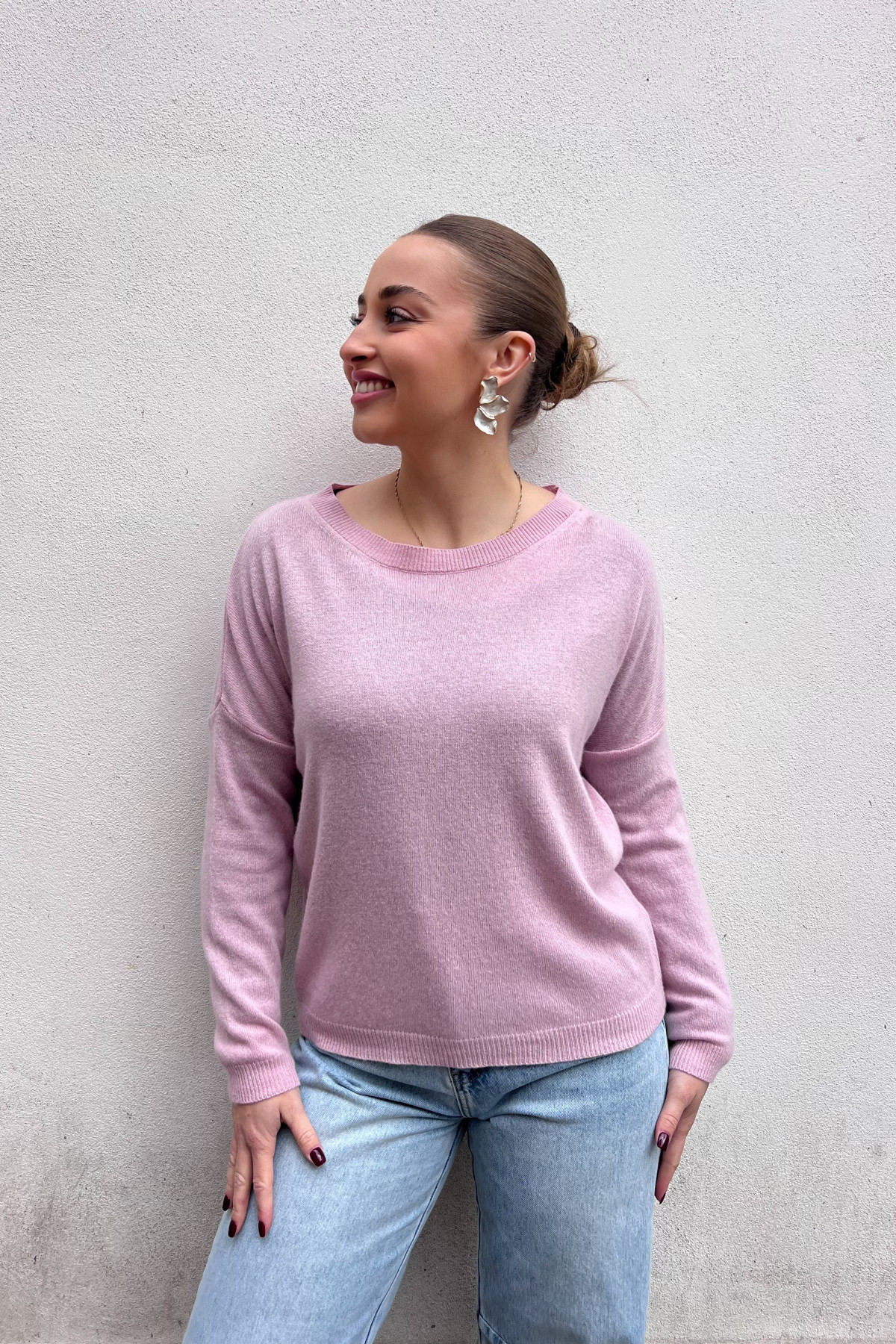 chummy pull fin en cachemire rose (1)