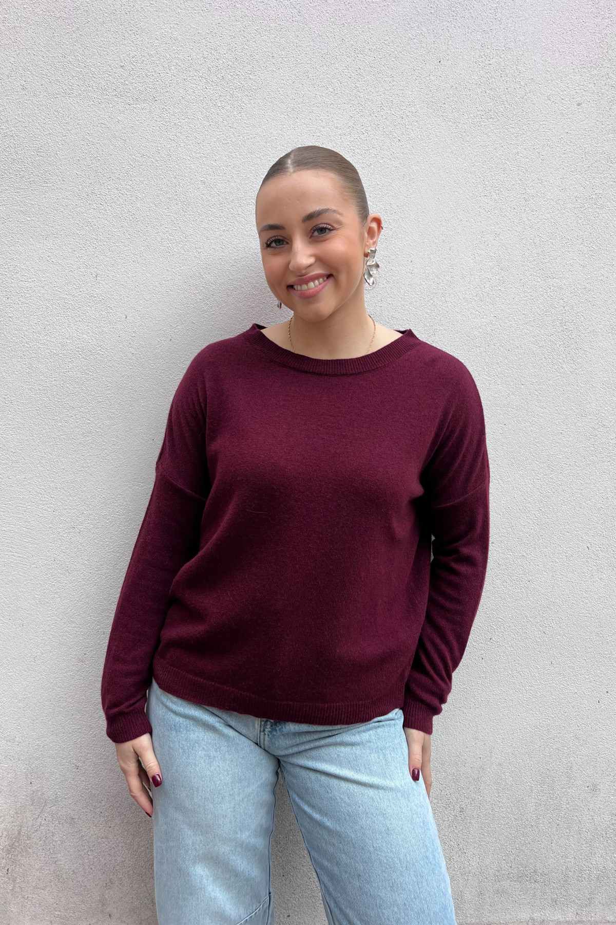 chummy pull fin en cachemire lie-de-vin rouge bordeaux (1)