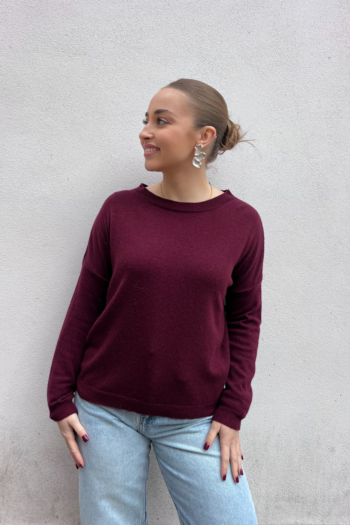 chummy pull fin en cachemire lie-de-vin rouge bordeaux (2)