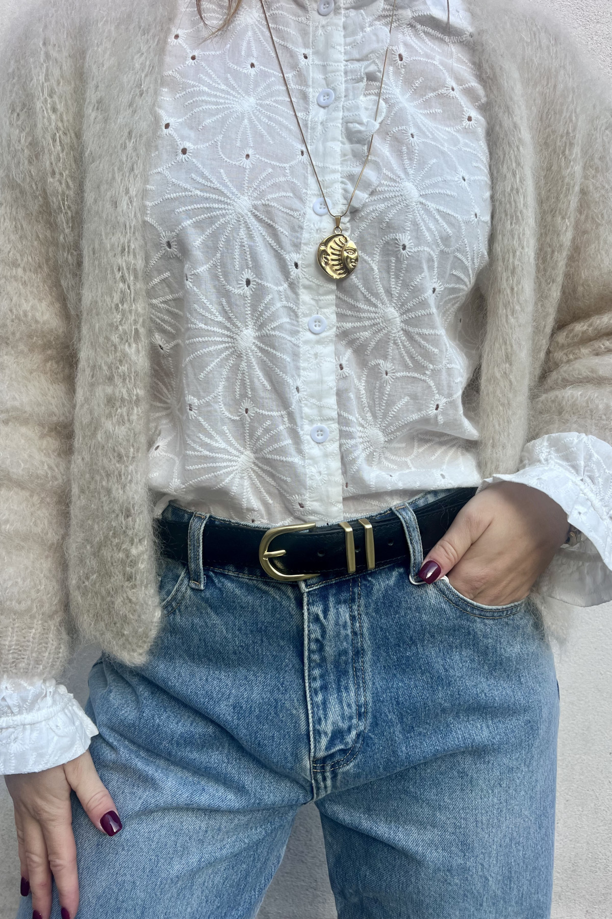 chummy ceinture croûte de cuir de vachette avec une boucle doré (3)