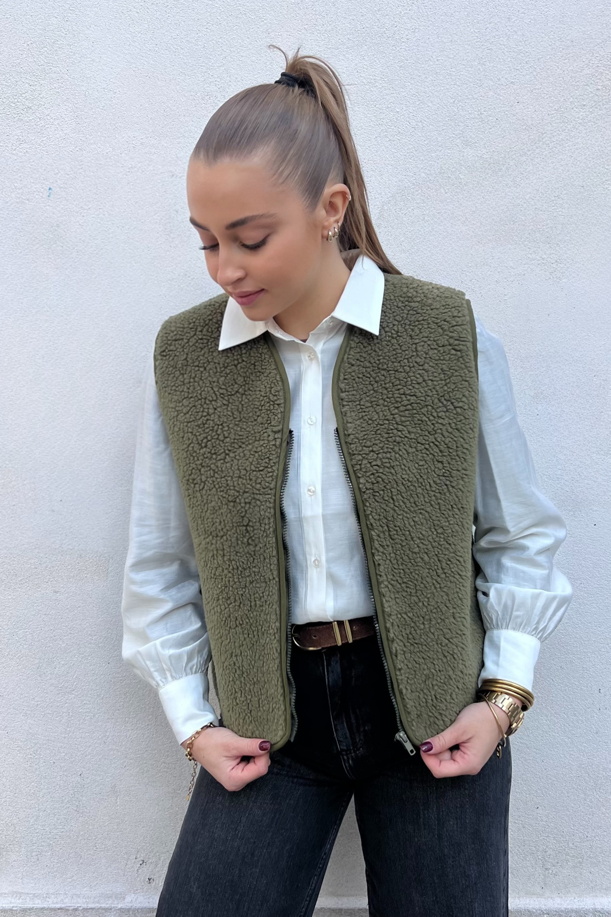 gilet sans manches style sherpa zippé 6210 orsetto  (1)