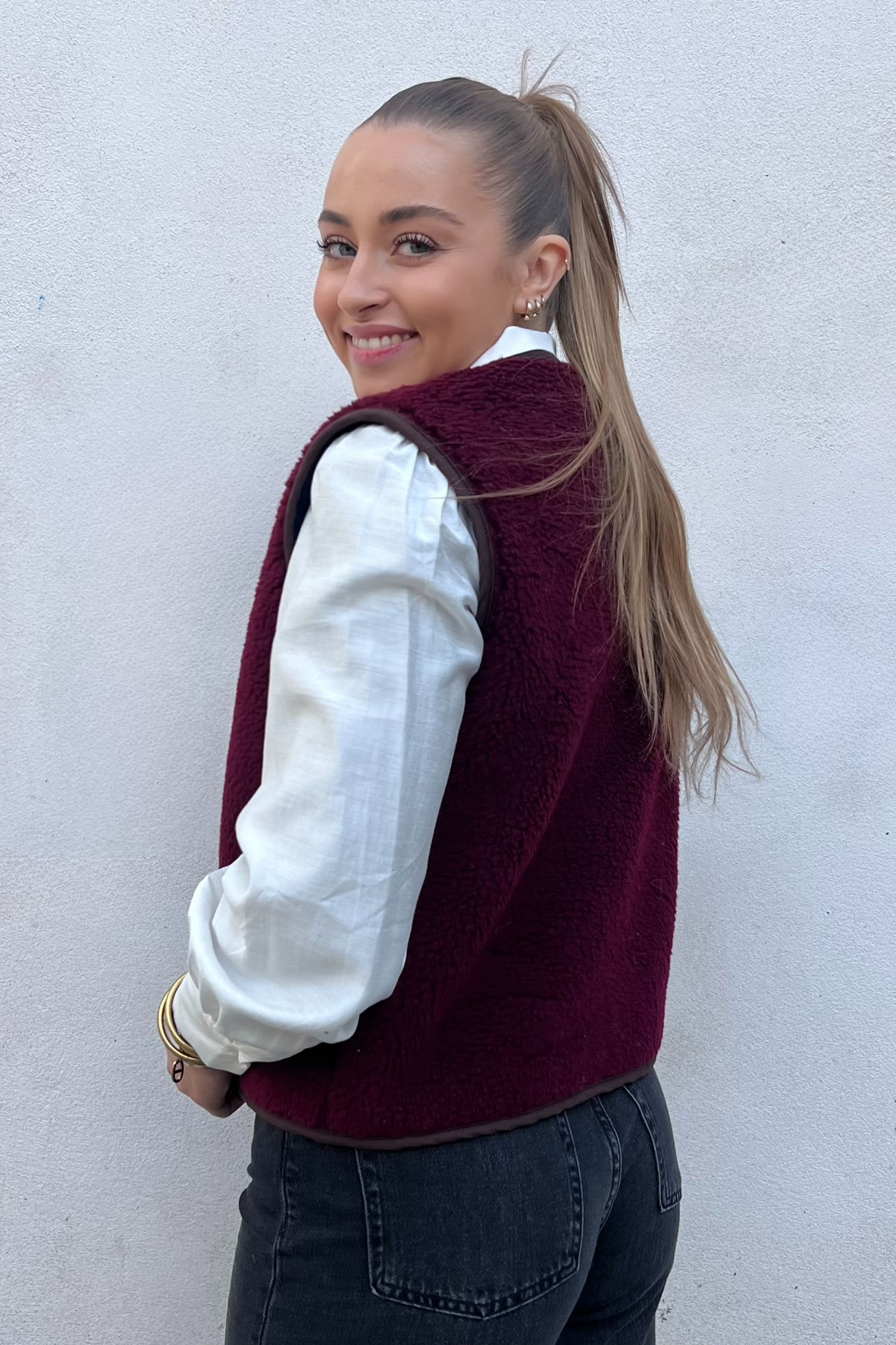 gilet sans manches style sherpa bordeaux zippé 6210 orsetto  (3)