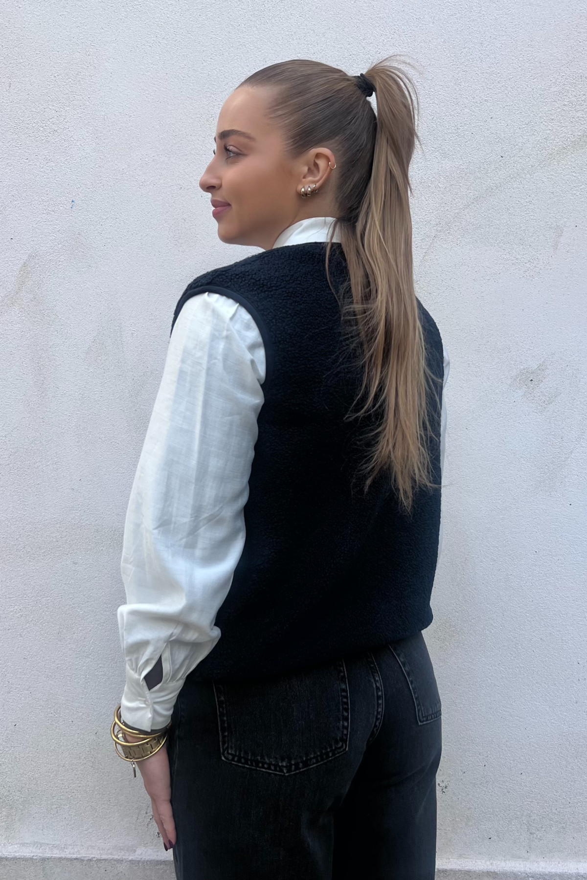 chummy veste sherpa sans manches avec poches avant bleue marine (3)