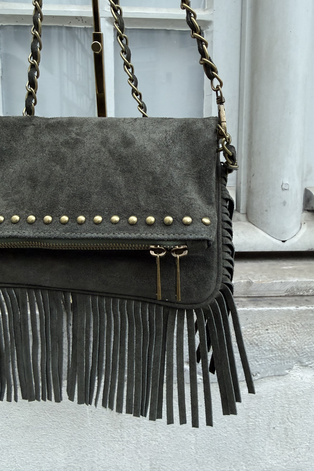 chummy pochette à franges louisa kaki 087 (3)