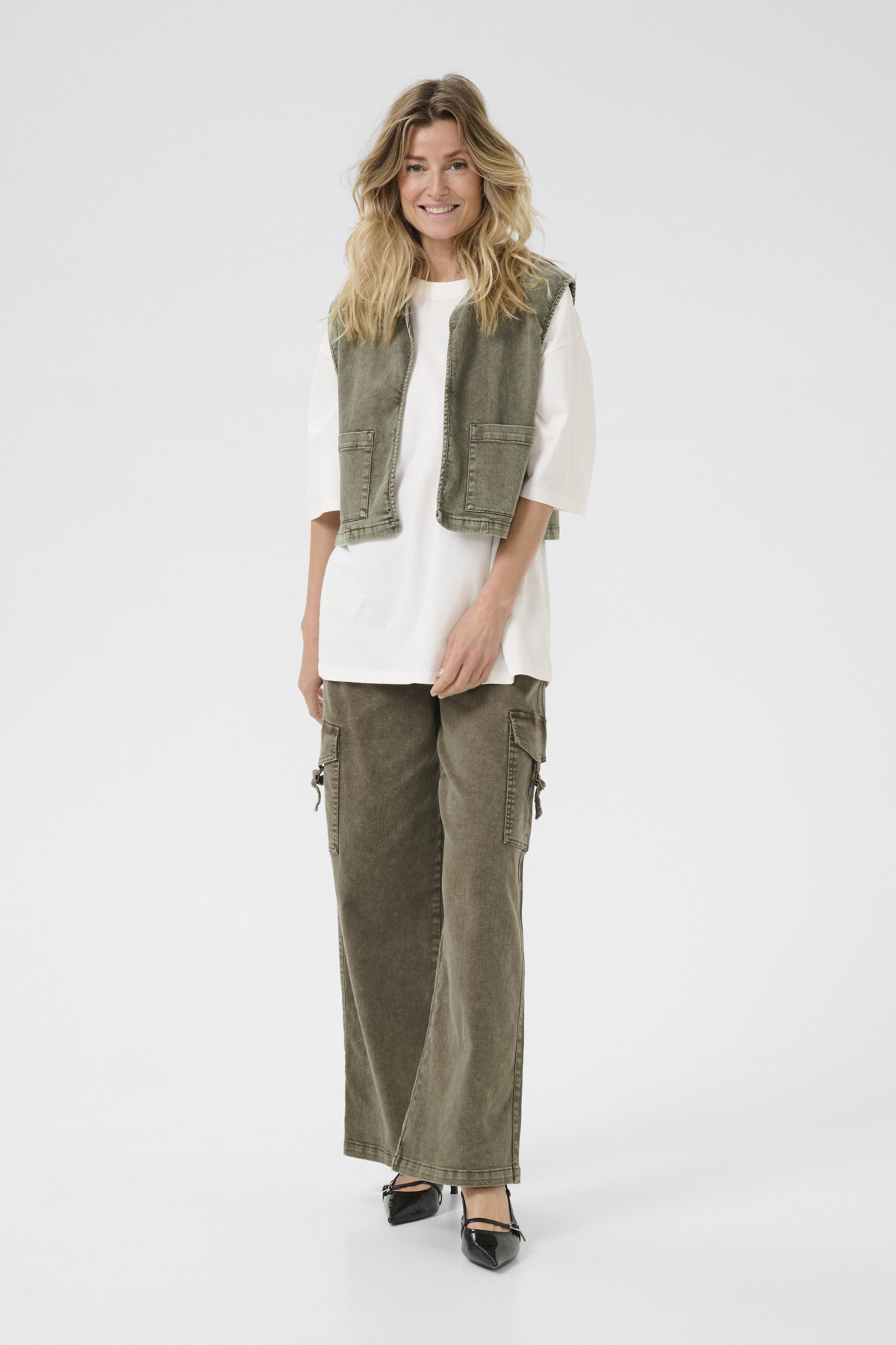 Veste sans manches melanie cream kaki  4056 (4)