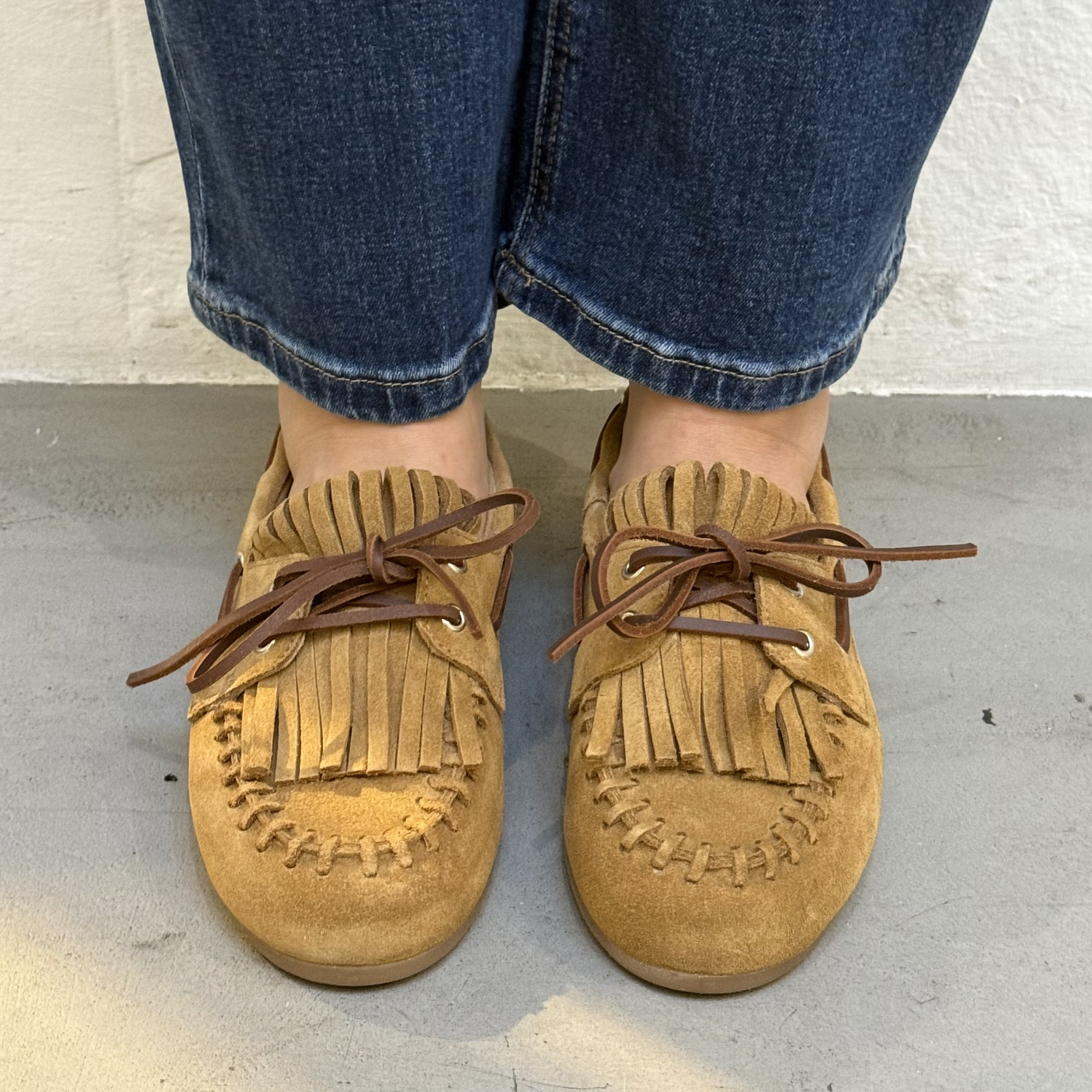 pavement mocassins magda à franges camel (5)